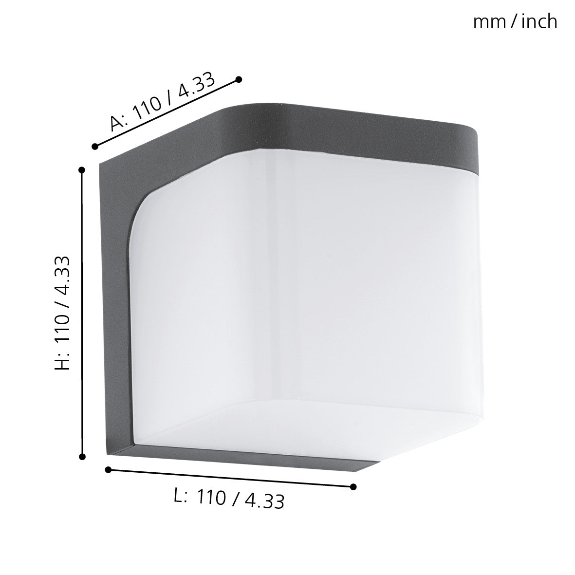 eglo jorba grey led outdoor wall light ip44 kitchen lighting