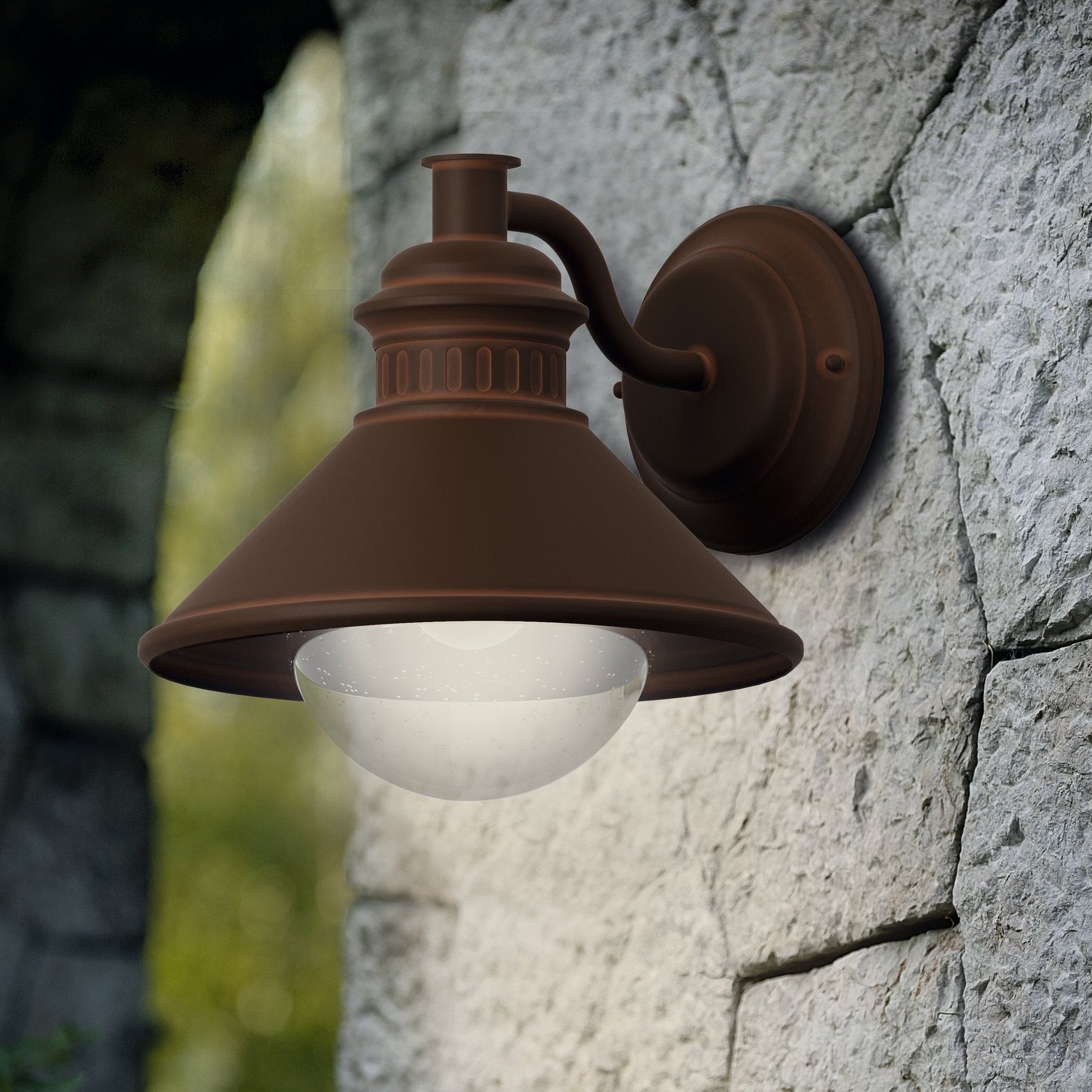 eglo albacete brown zinc ip44 outdoor wall light