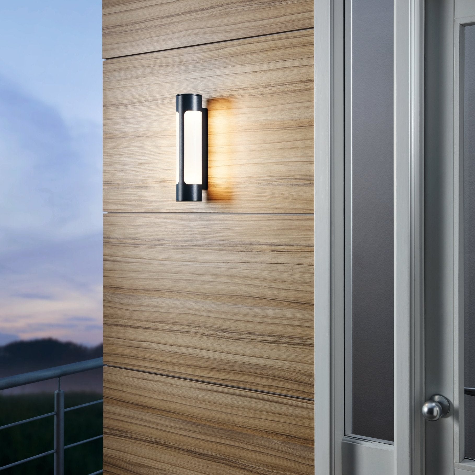 eglo tonego black led outdoor wall light ip44 living room image