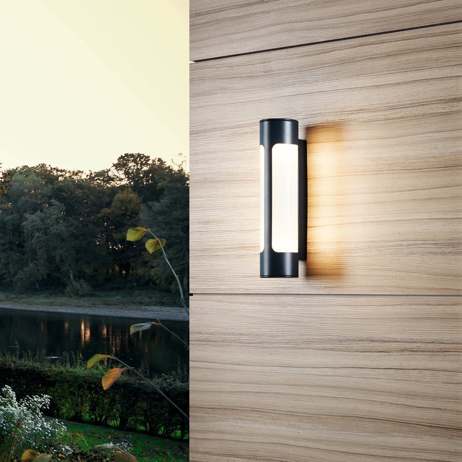 eglo tonego black led outdoor wall light ip44 living room close up