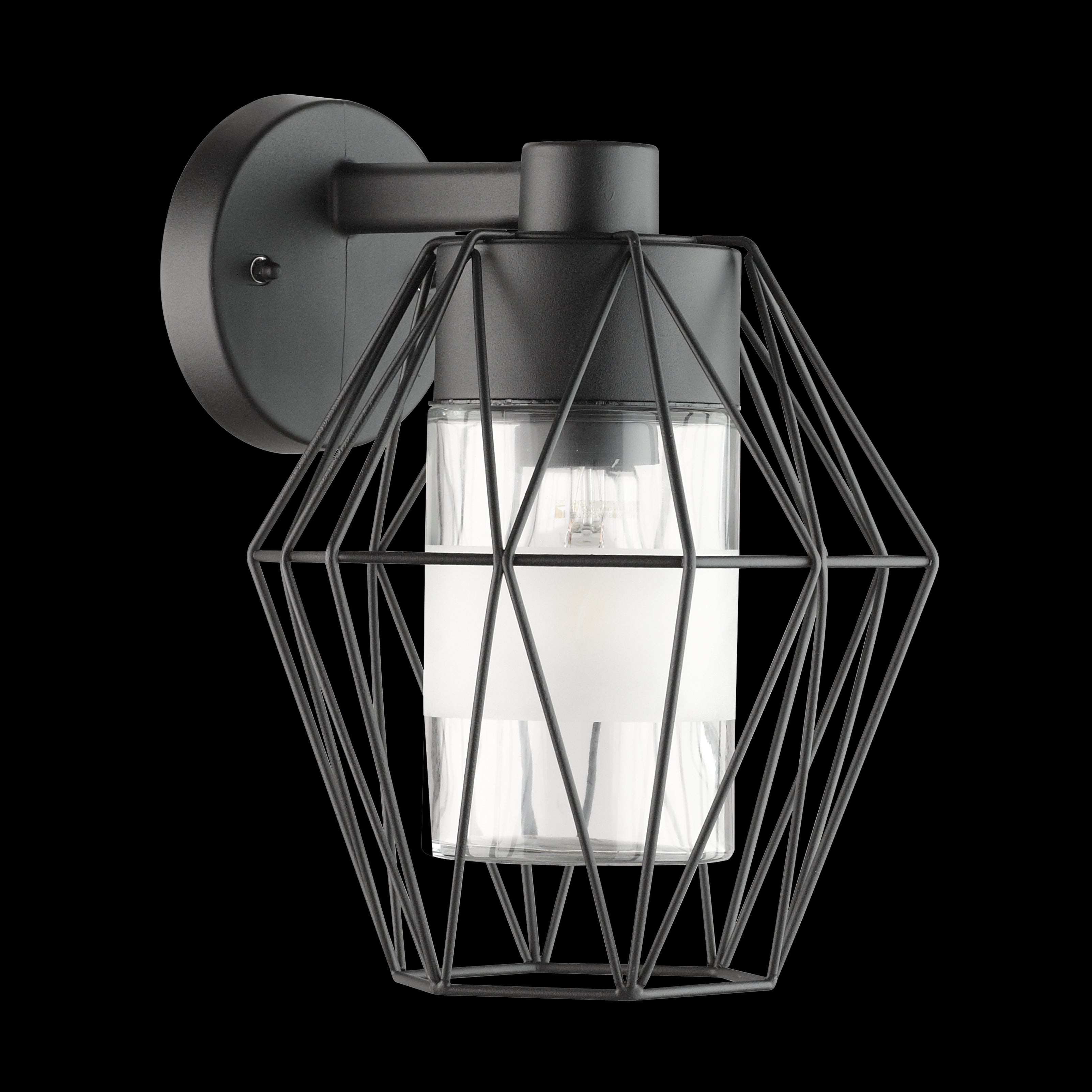 eglo canove black lantern style metal wire outdoor wall light ip55 living room image