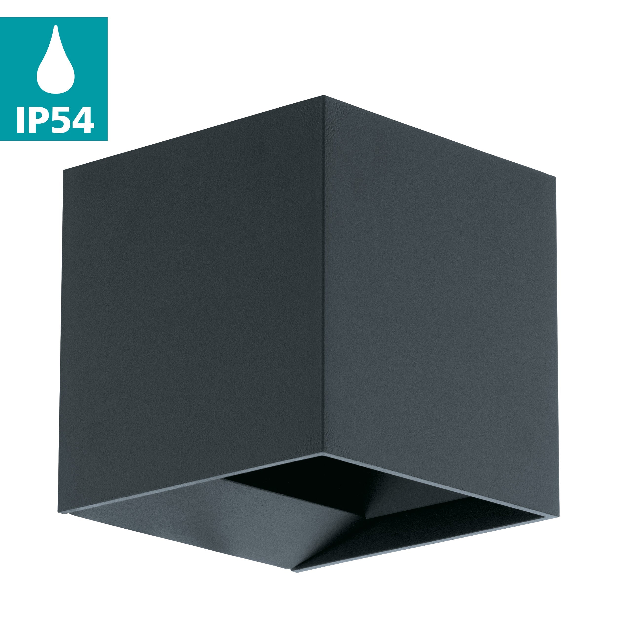 eglo calpino ip54 grey square outdoor led wall light hallway lighting