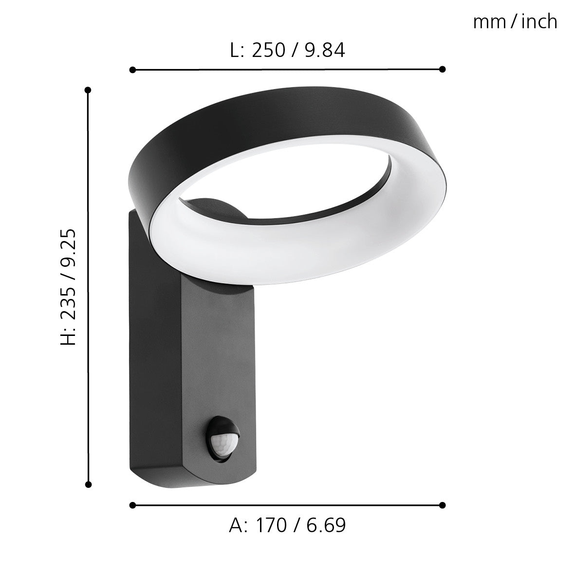 eglo pernate grey led pir outdoor wall light kitchen lighting