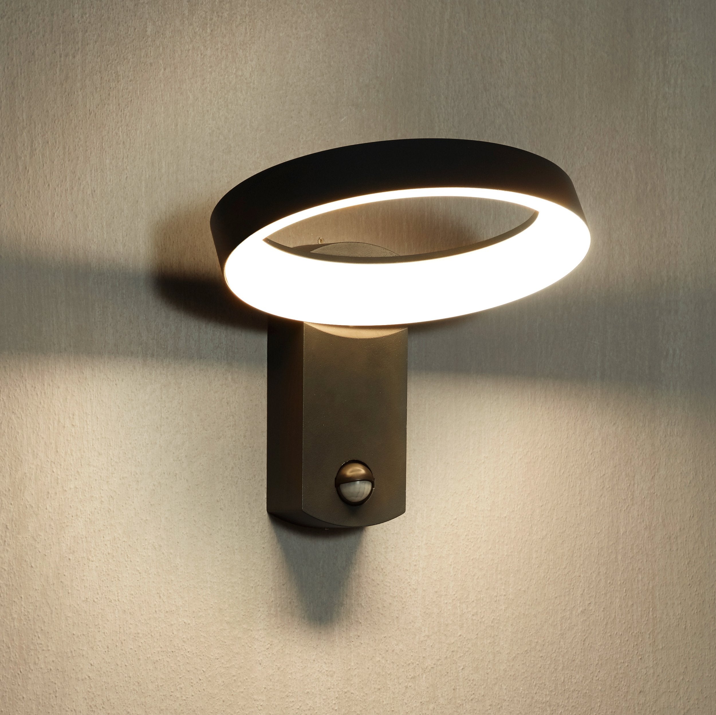 eglo pernate grey led pir outdoor wall light living room image