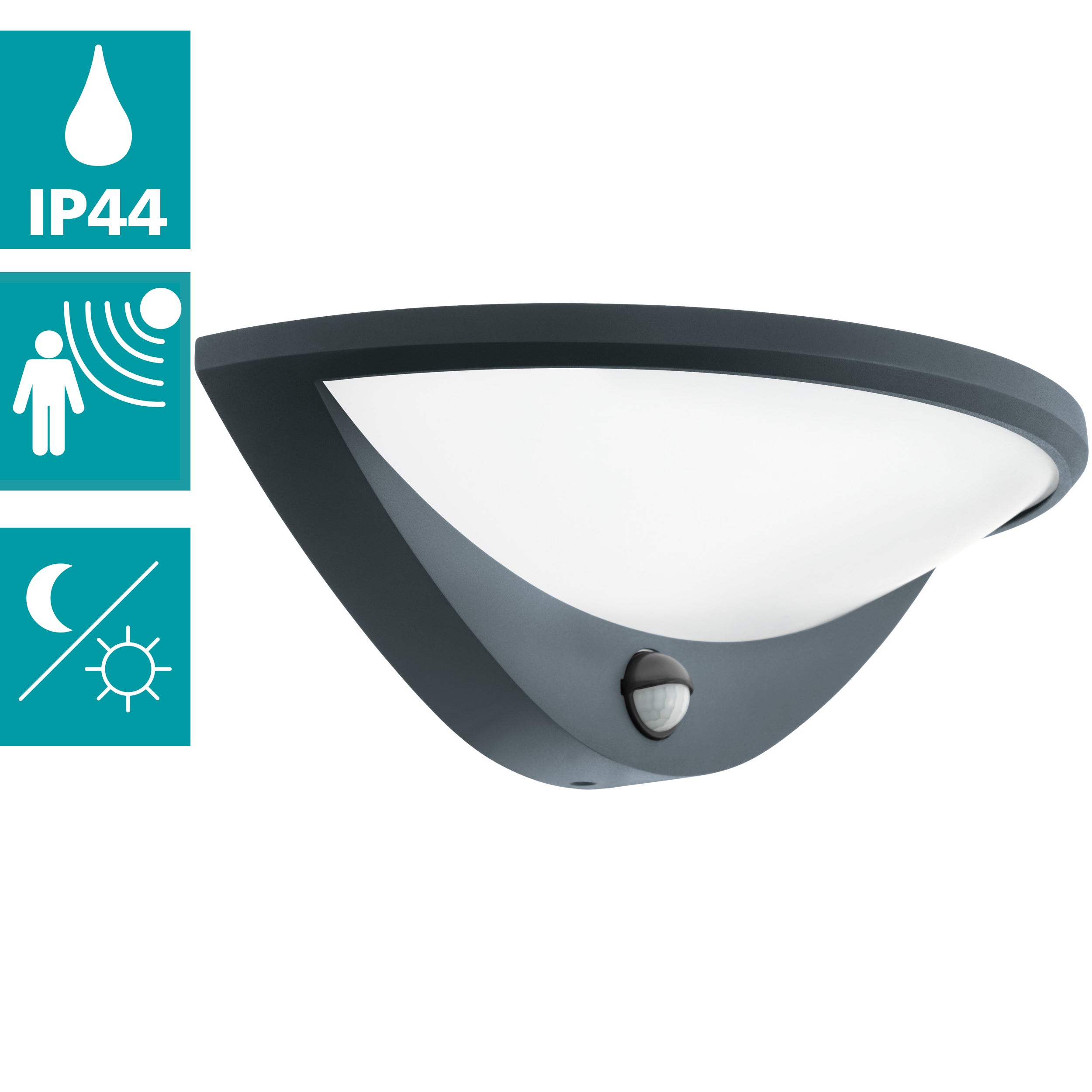 eglo belcreda ip44 grey led outdoor wall light day night centre Kitchen Lighting Close Up