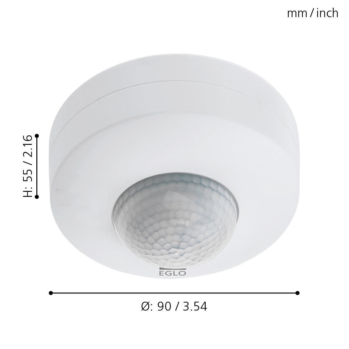eglo detect me 6 ip44 white round pir light sensor living room close up
