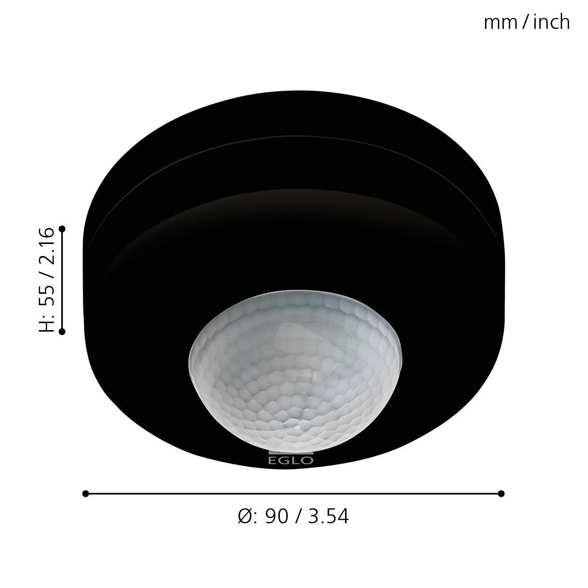 Eglo Detect Me 6 IP44 Black Round PIR Light Sensor-clearance