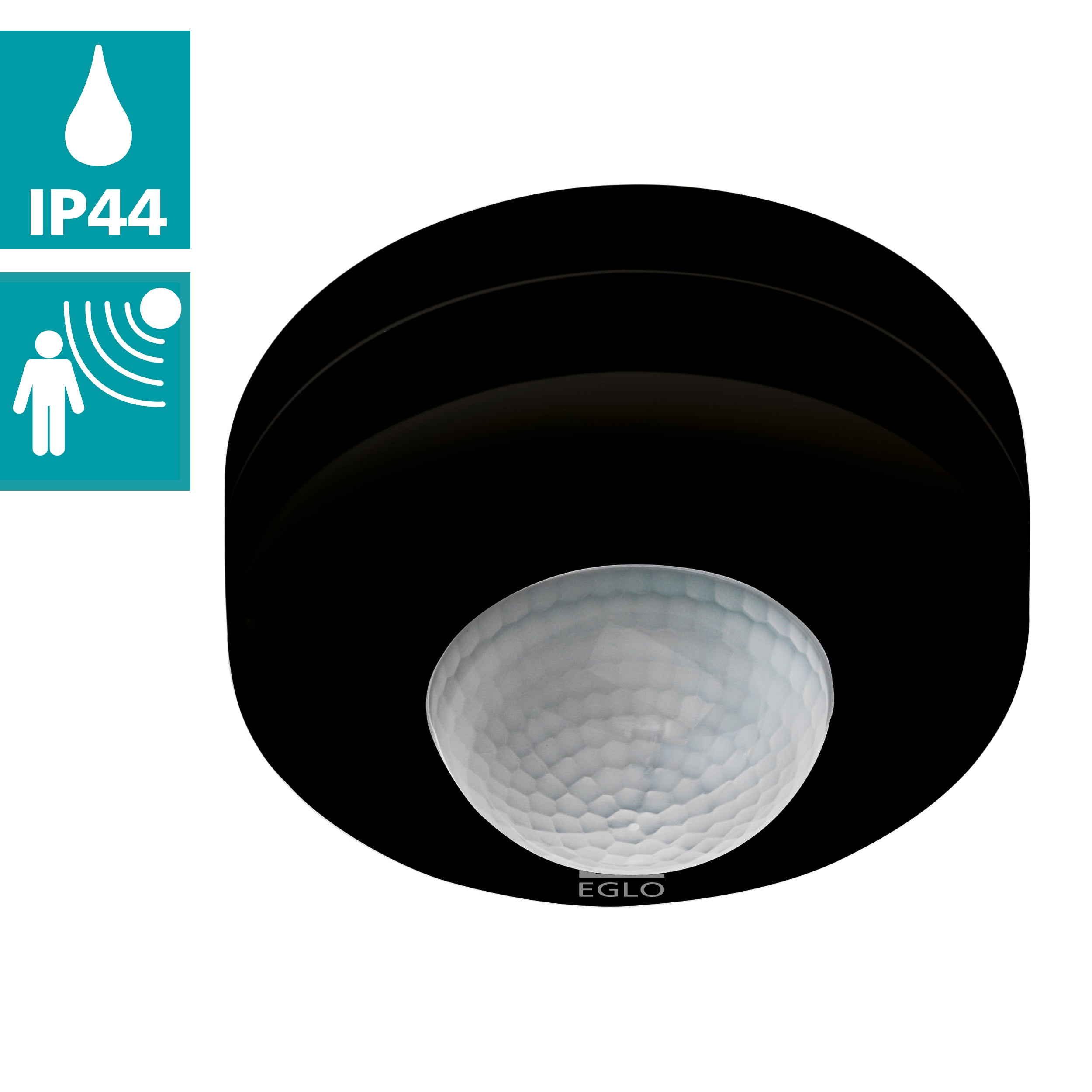 eglo detect me 6 ip44 black round pir light sensor kitchen lighting