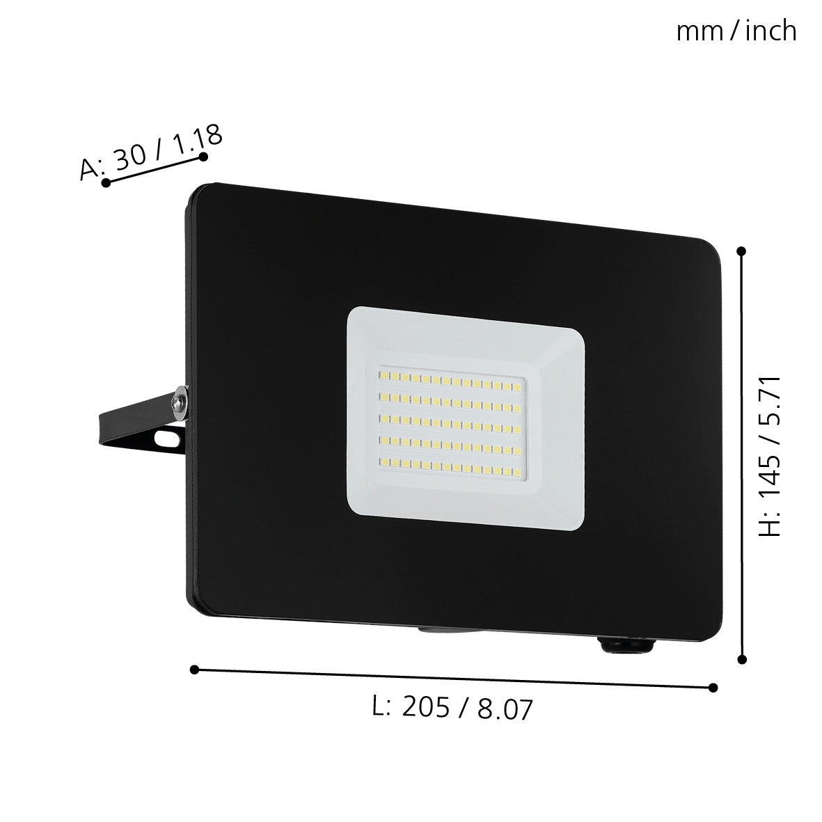 eglo faedo 3 ip65 outdoor led black flood light 53w living room close up