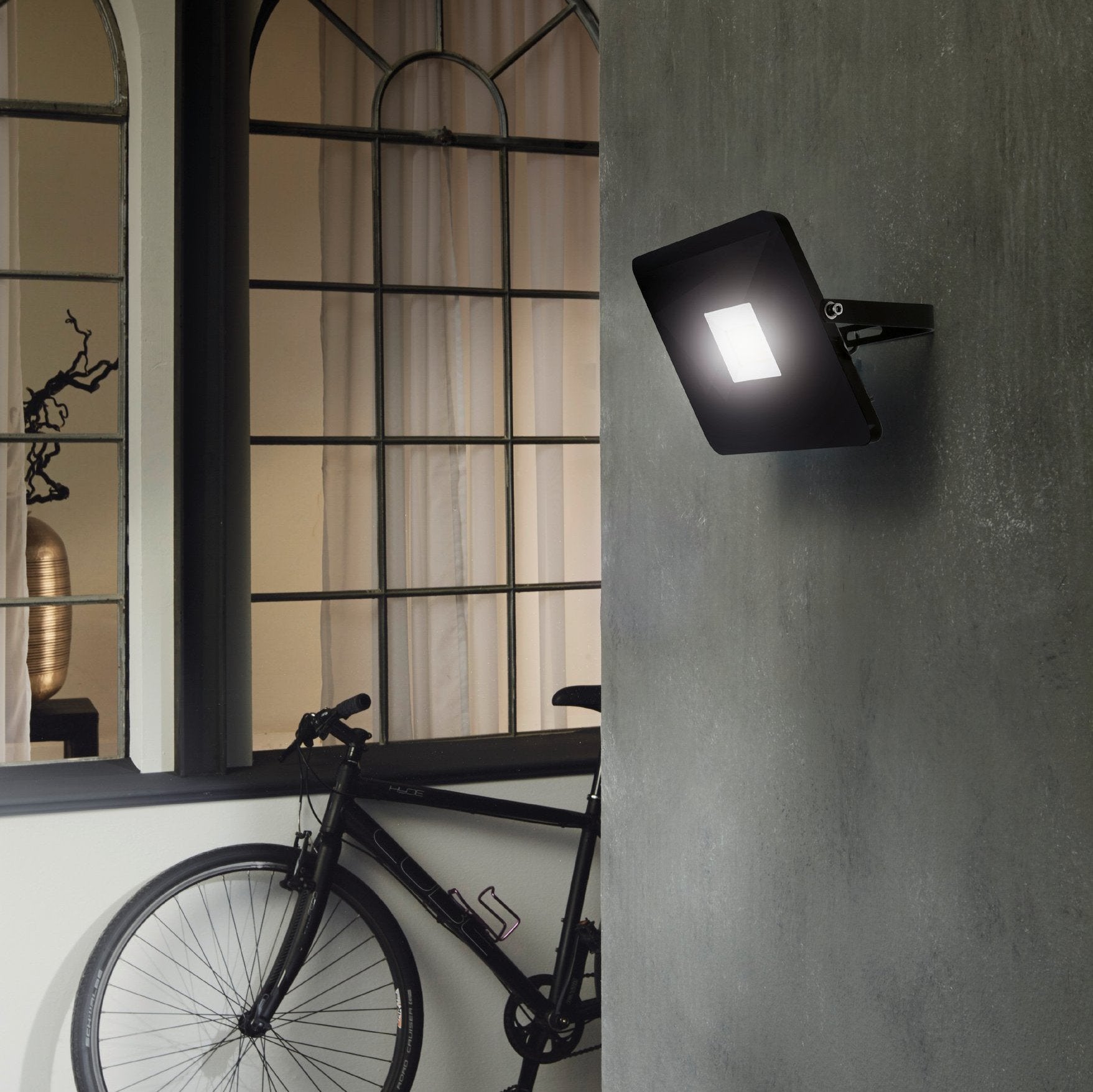 eglo faedo 3 ip65 outdoor led black flood light 53w
