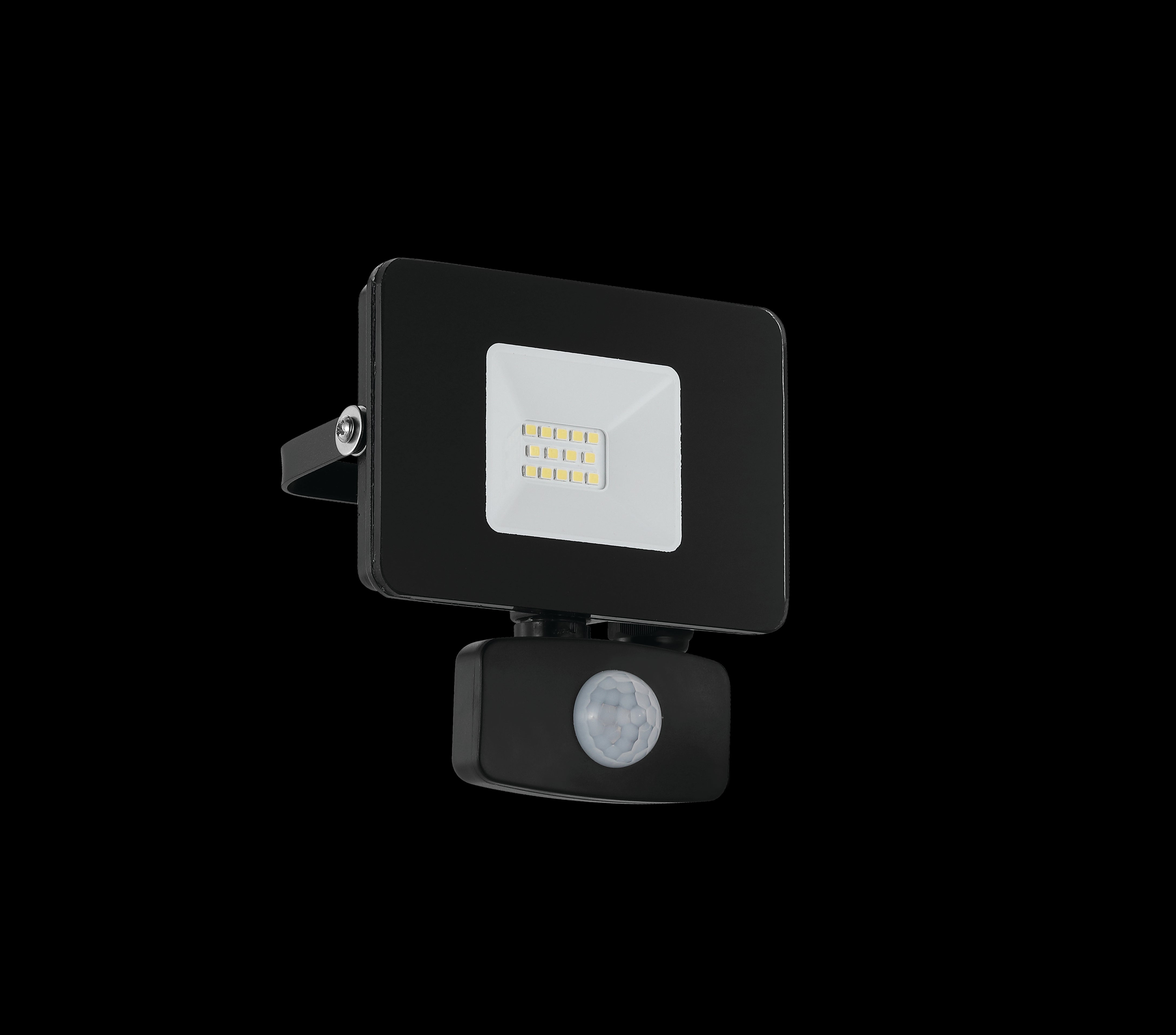 eglo faedo 3 ip44 outdoor led black pir flood light 10w living room image