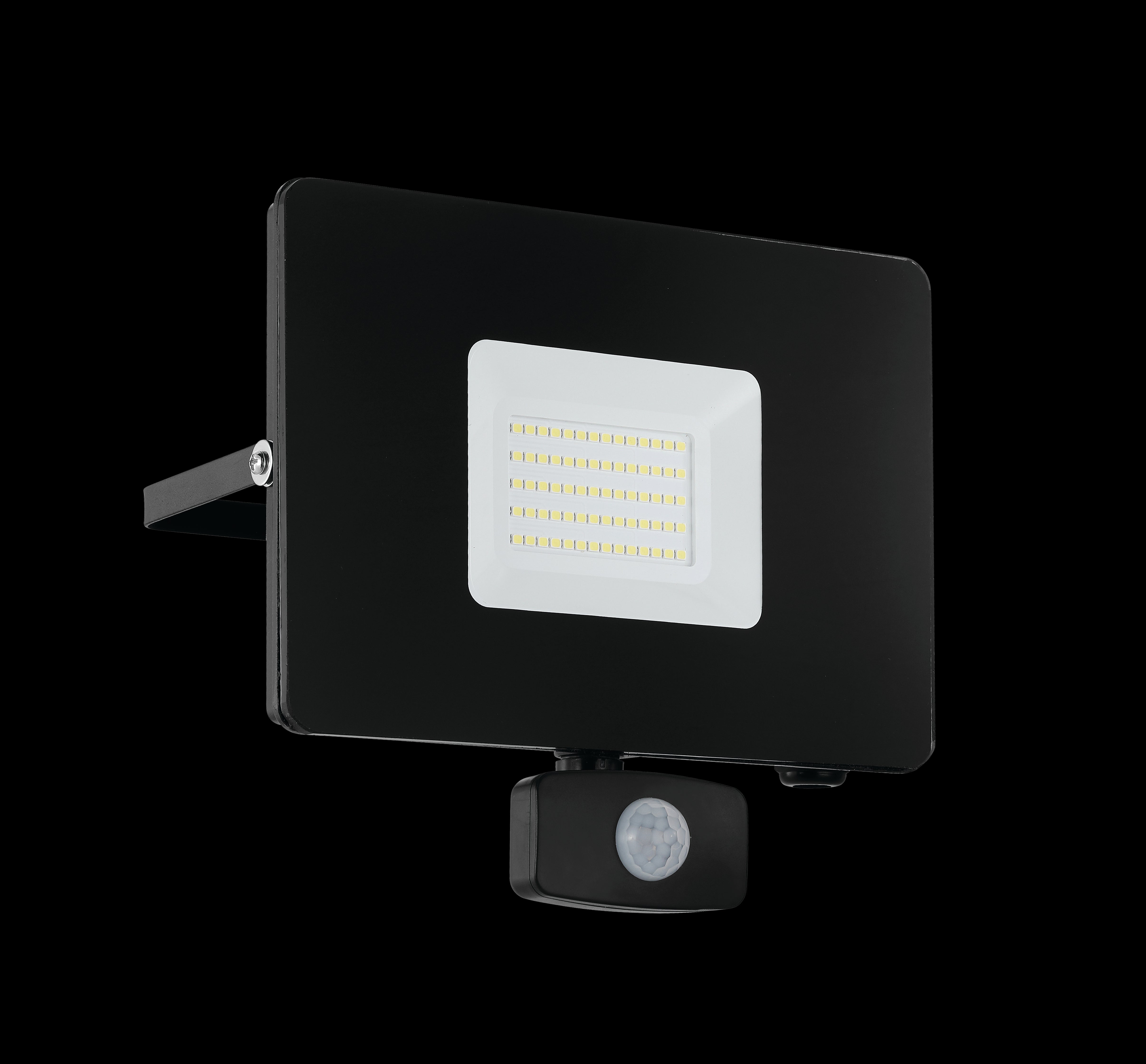 eglo faedo 3 ip44 outdoor led black pir flood light 53w living room image