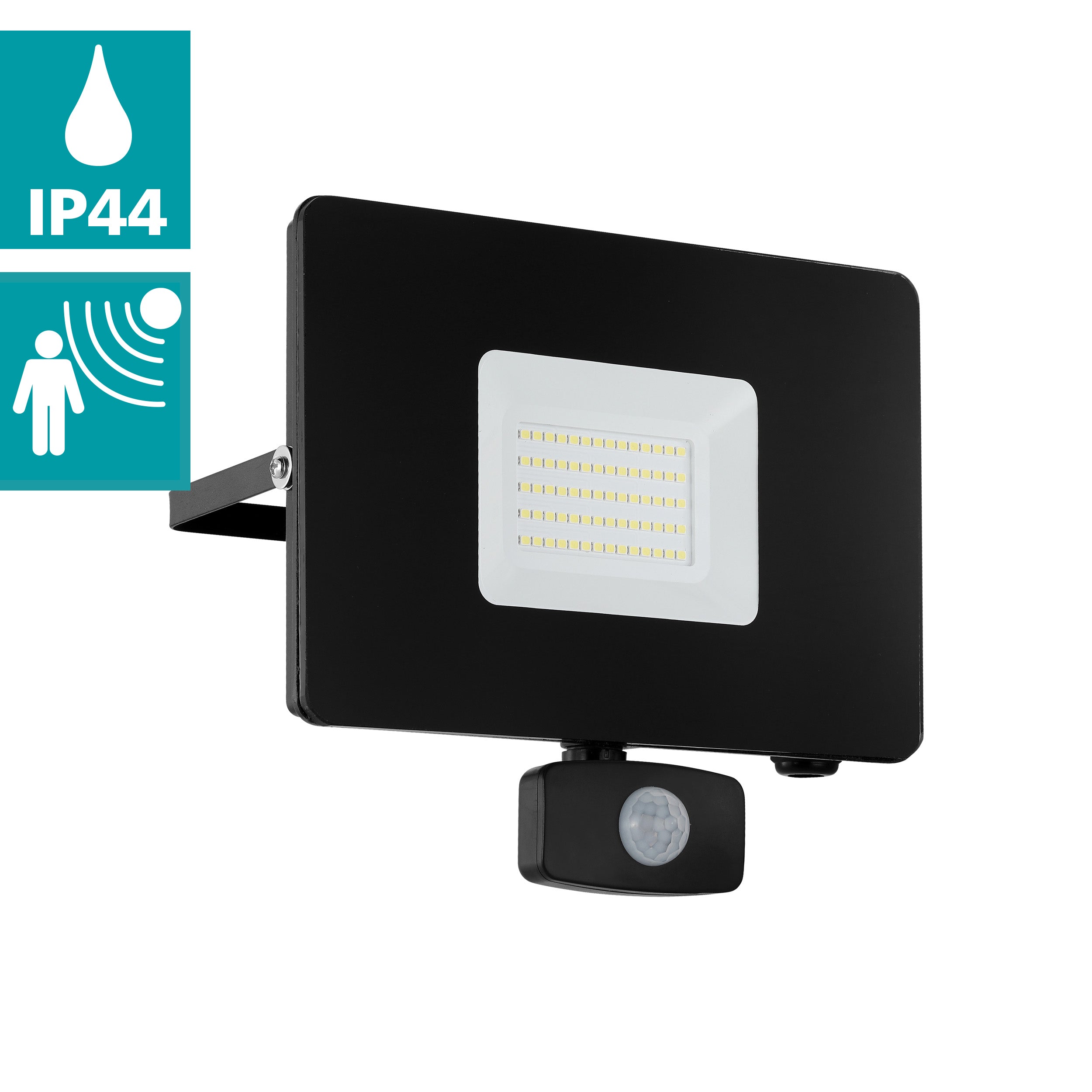 eglo faedo 3 ip44 outdoor led black pir flood light 53w kitchen lighting