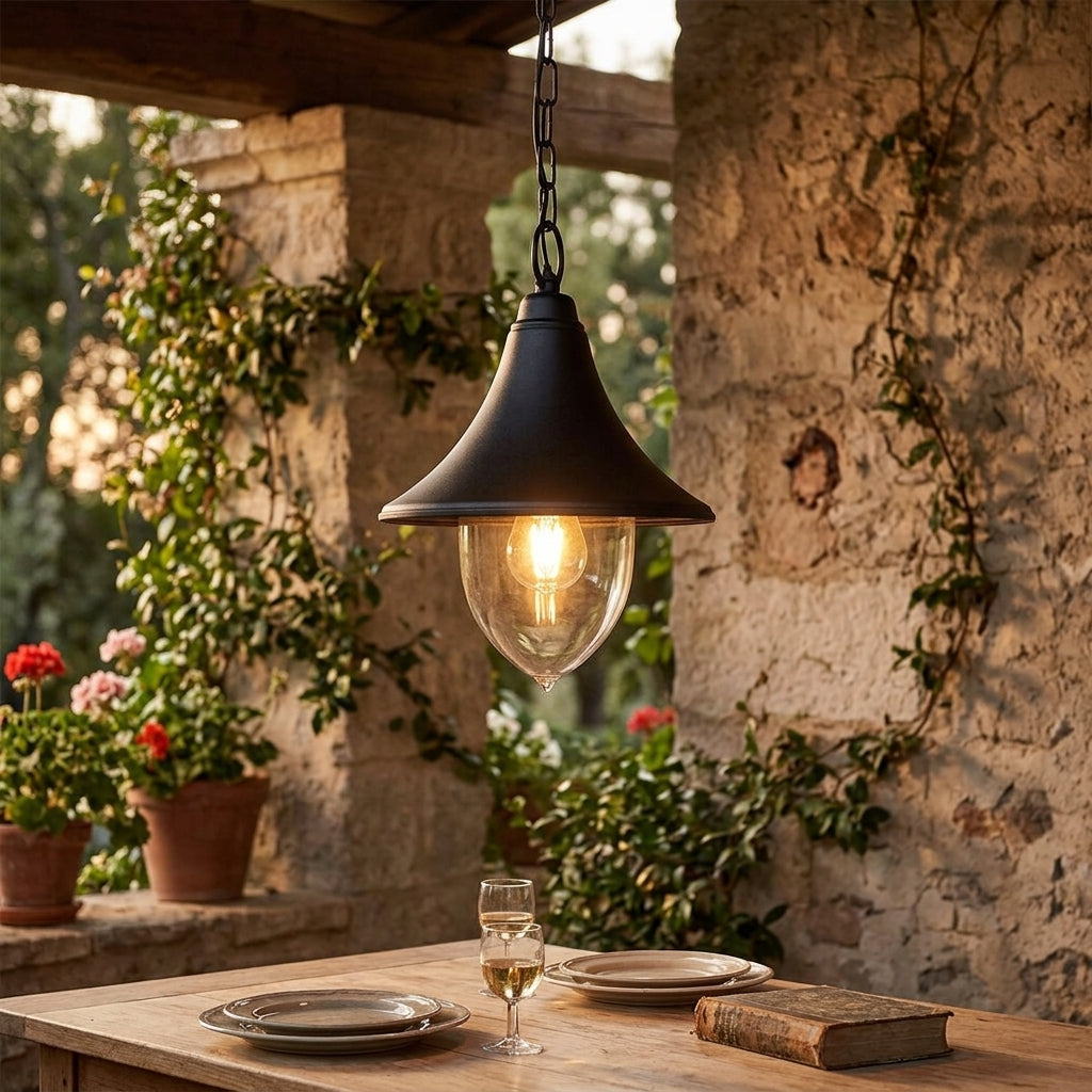 Elstead Firenze Black Finish Outdoor Pendant Lantern F8 BLACK