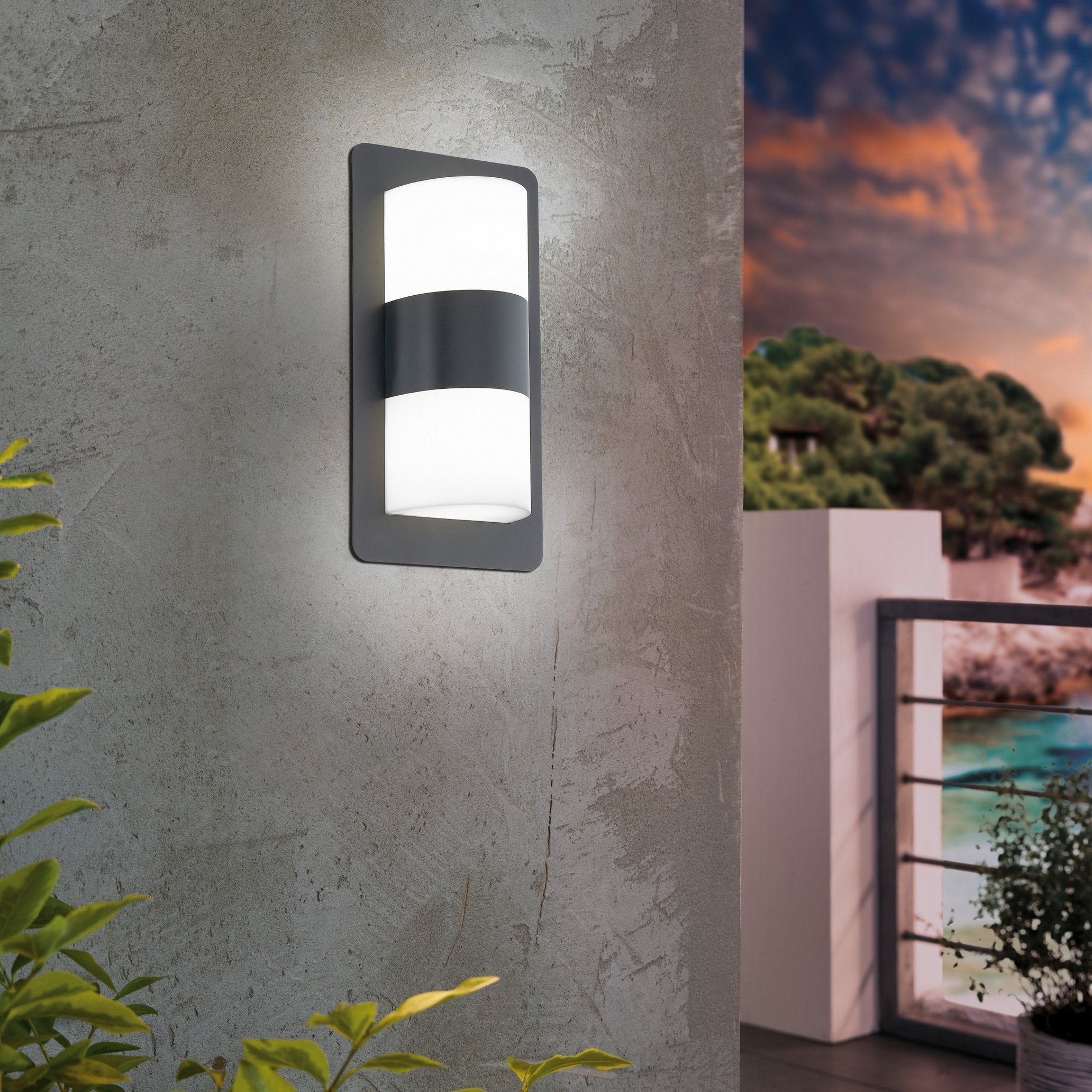 eglo cistierna ip44 grey outdoor wall light