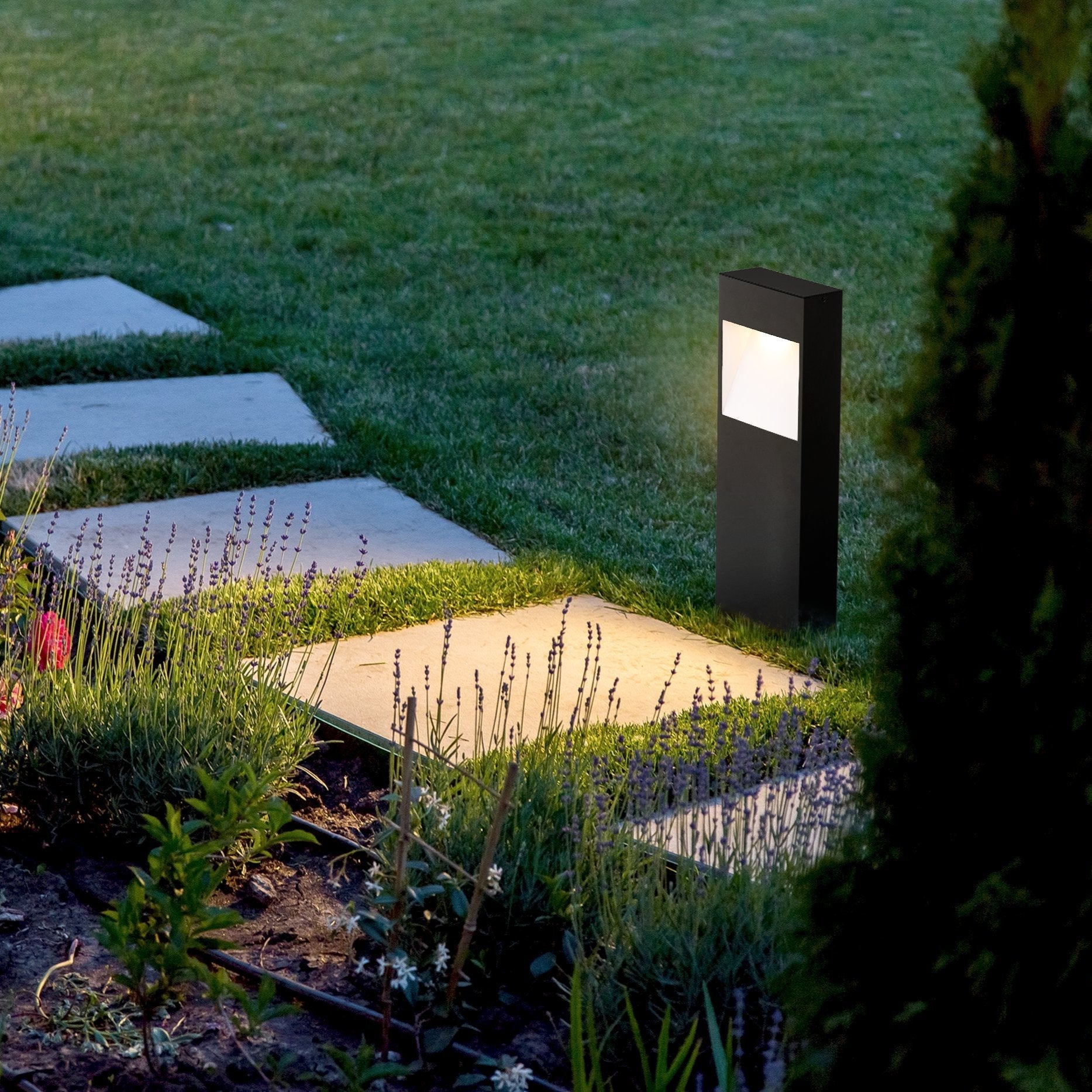 eglo manfria ip44 grey led pathway post light