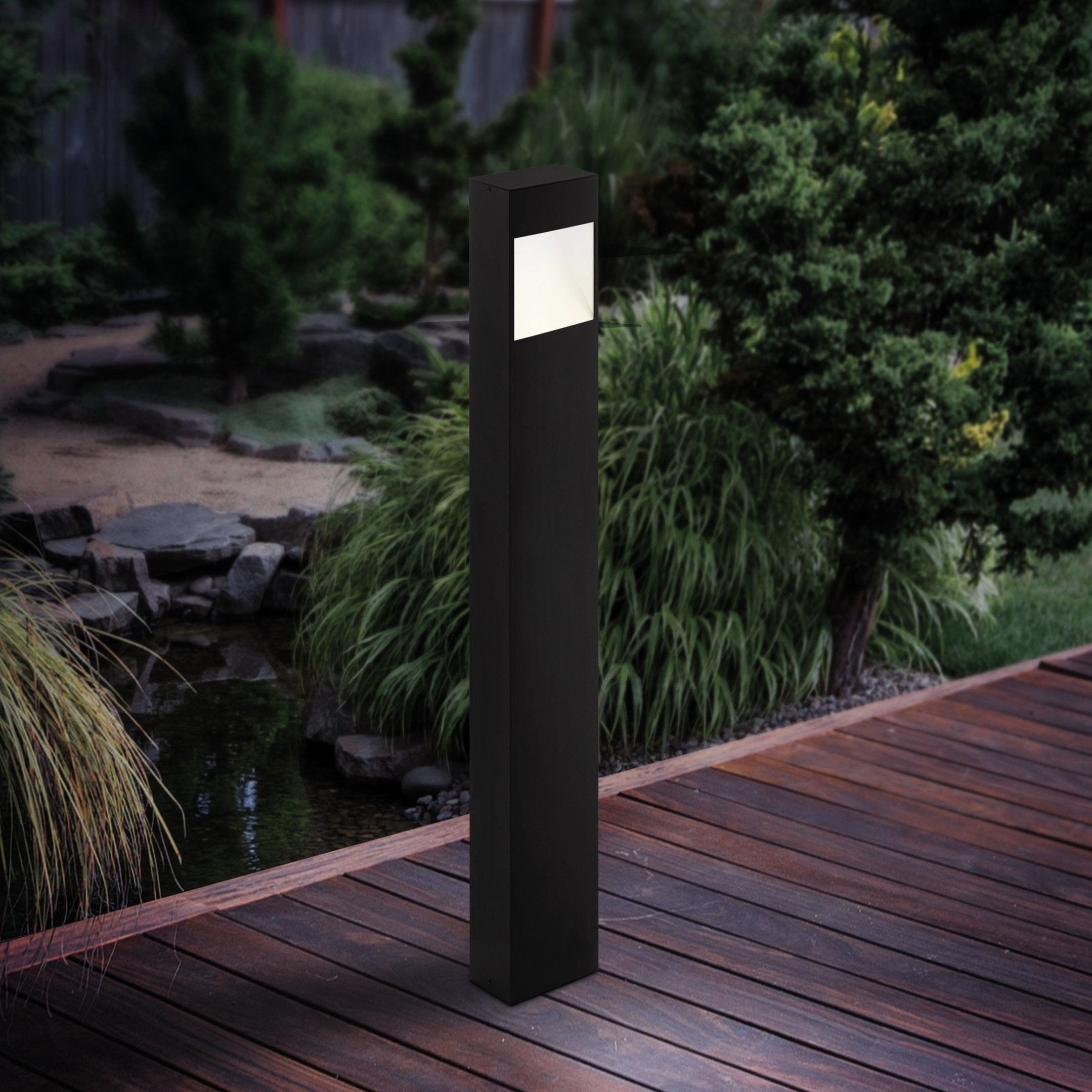 eglo manfria ip44 grey rectangular outdoor bollard light