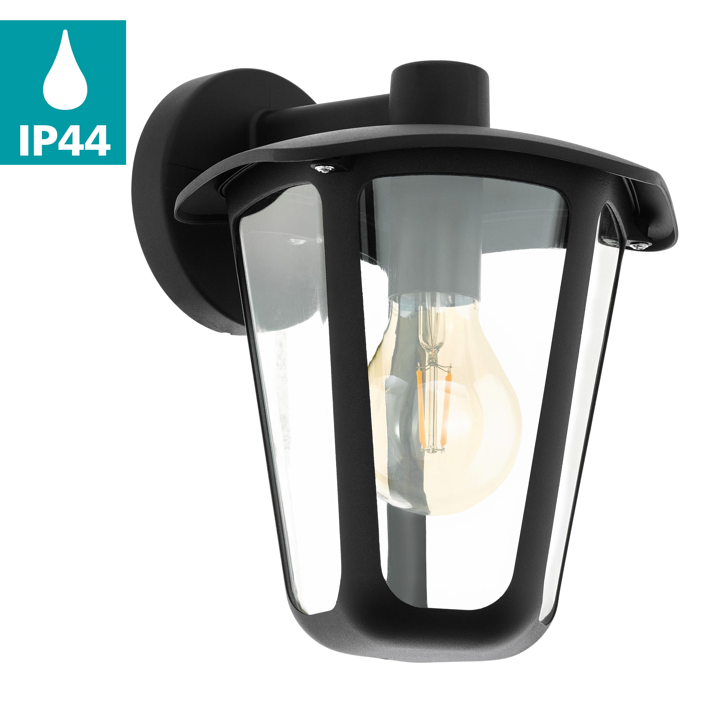 eglo monreale black ip44 outdoor lantern wall light hallway lighting