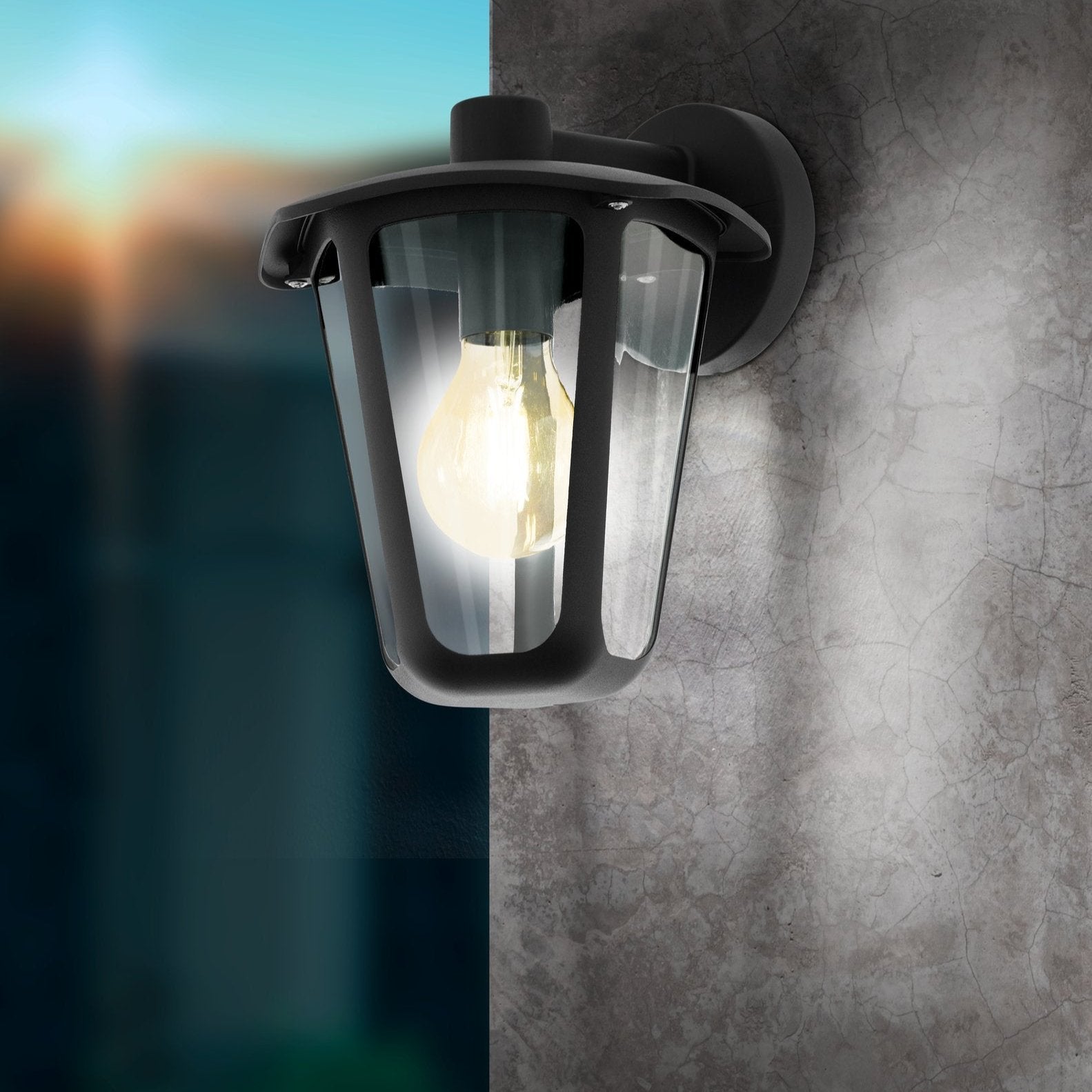 eglo monreale black ip44 outdoor lantern wall light