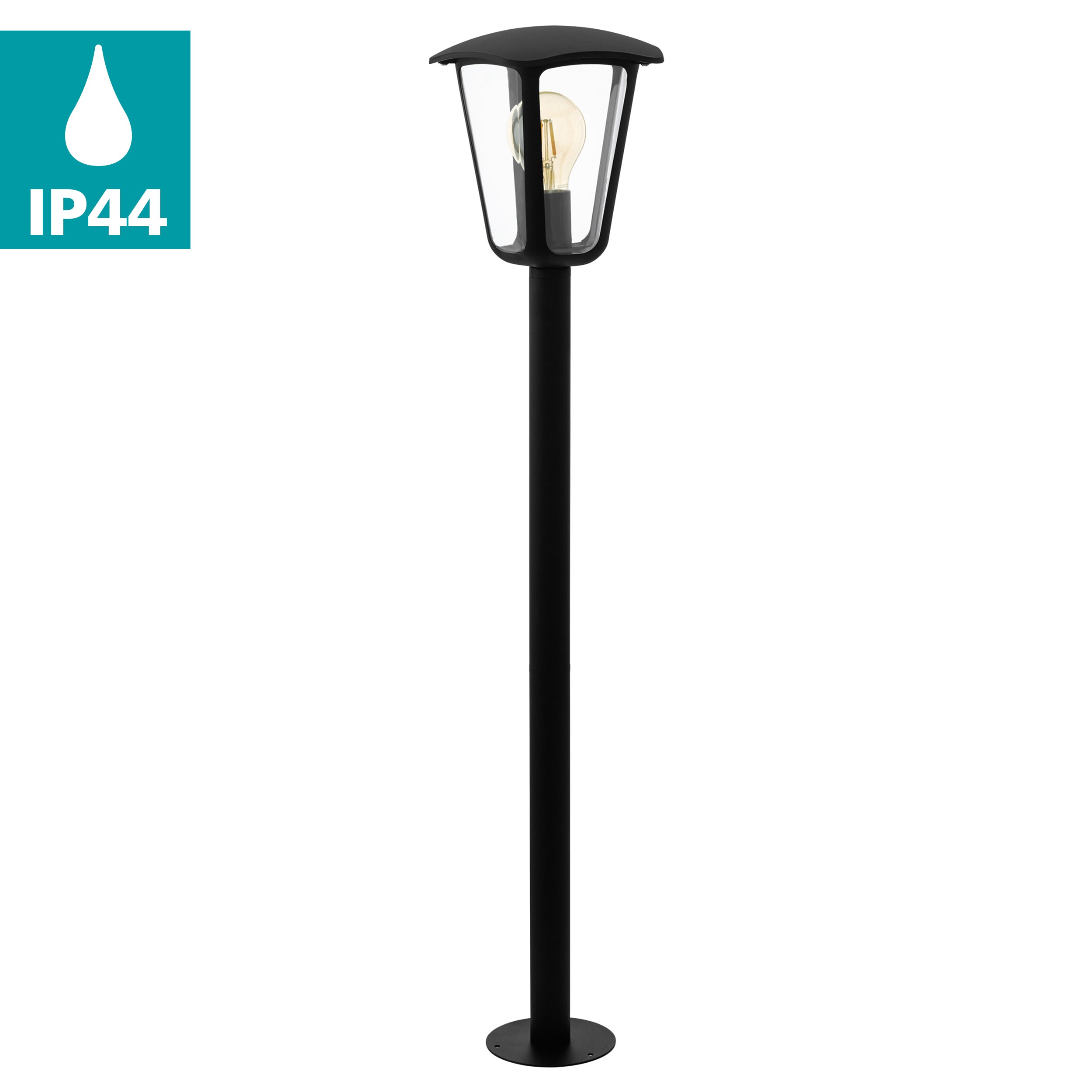 eglo monreale ip44 black bollard pathway outdoor light living room close up