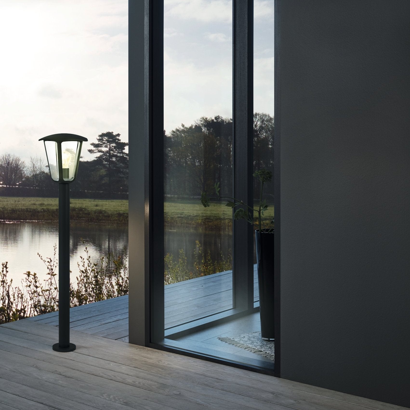 eglo monreale ip44 black bollard pathway outdoor light