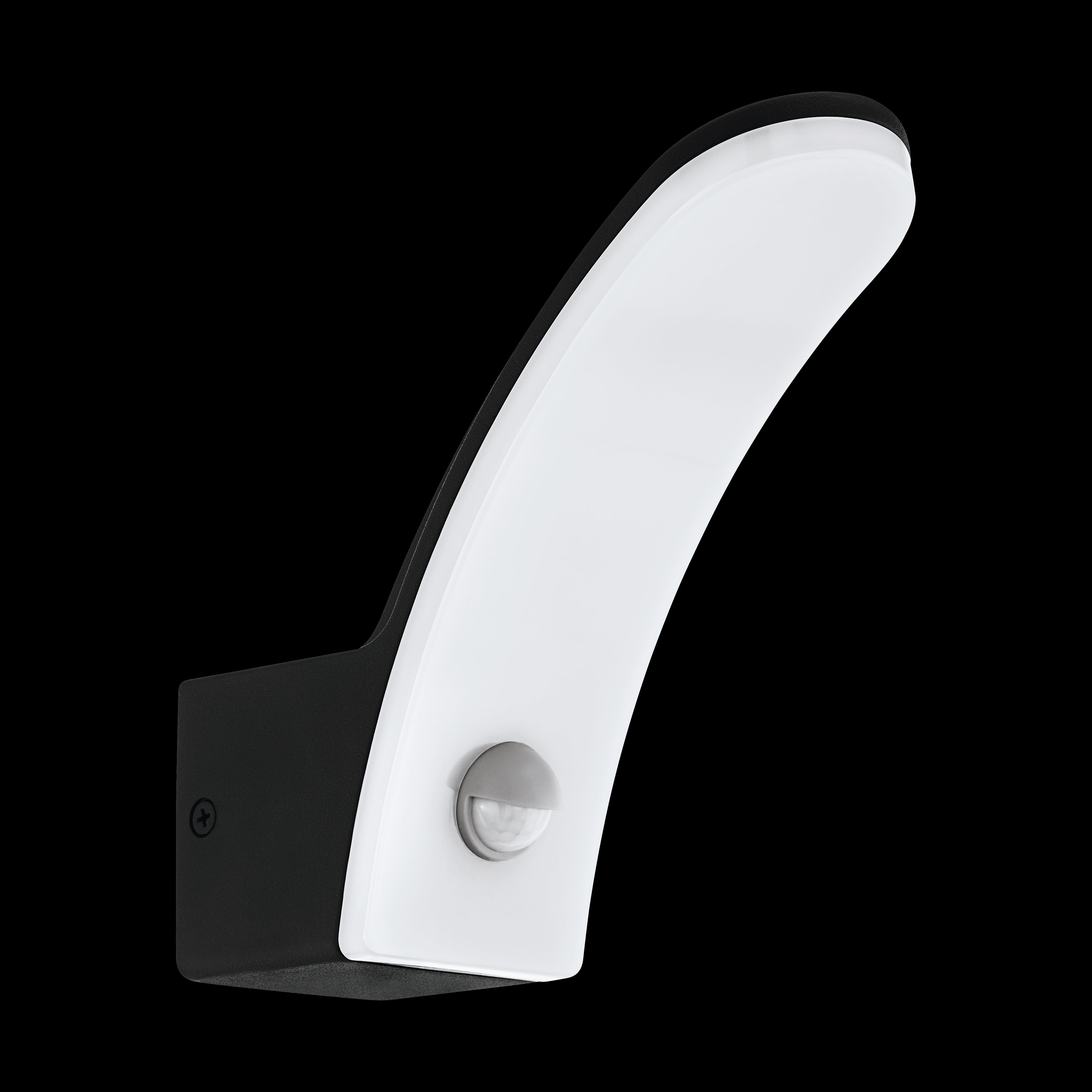 eglo fiumicino black pir curved led outdoor wall light ip45 living room image