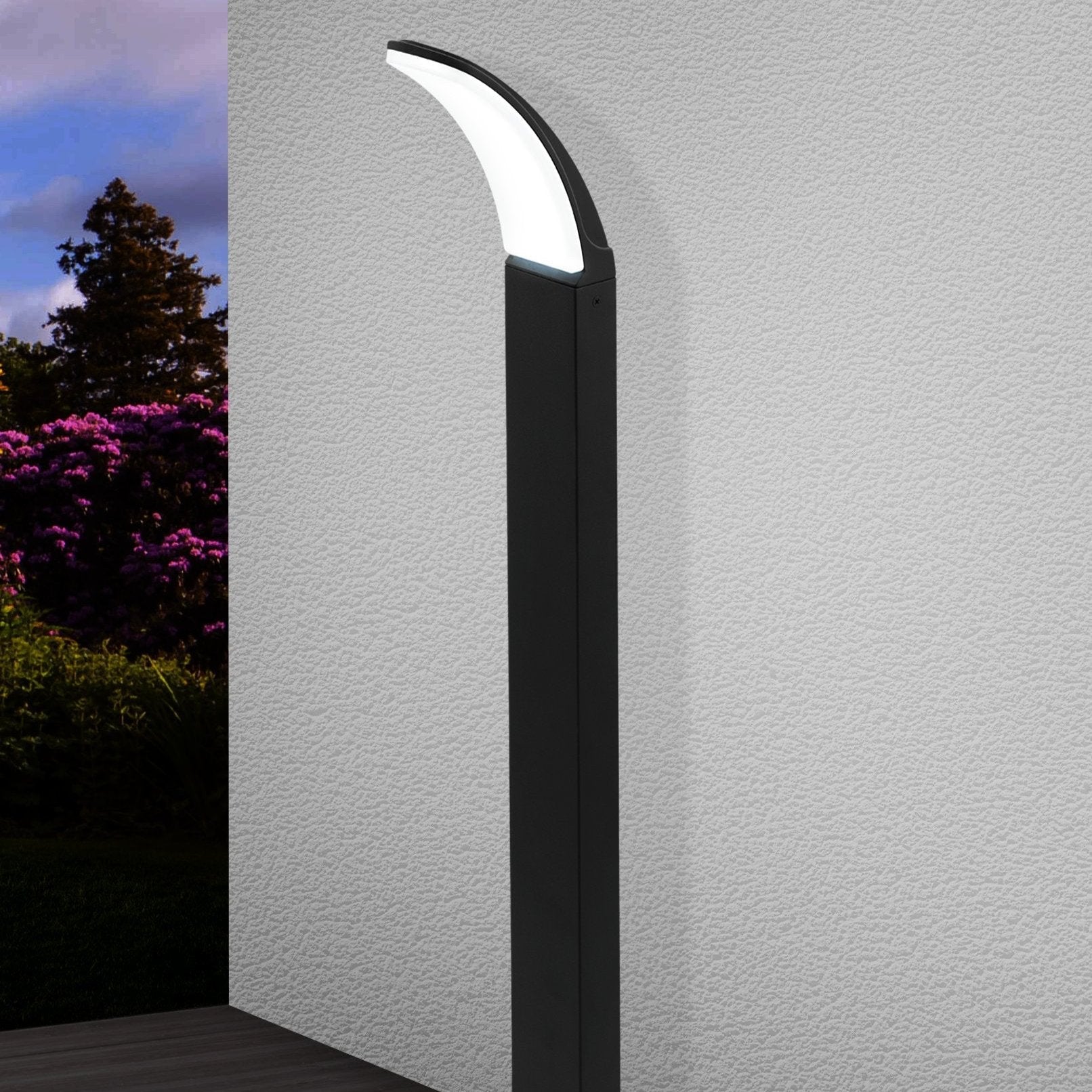 eglo fiumicino ip44 black bollard pathway led outdoor light living room image