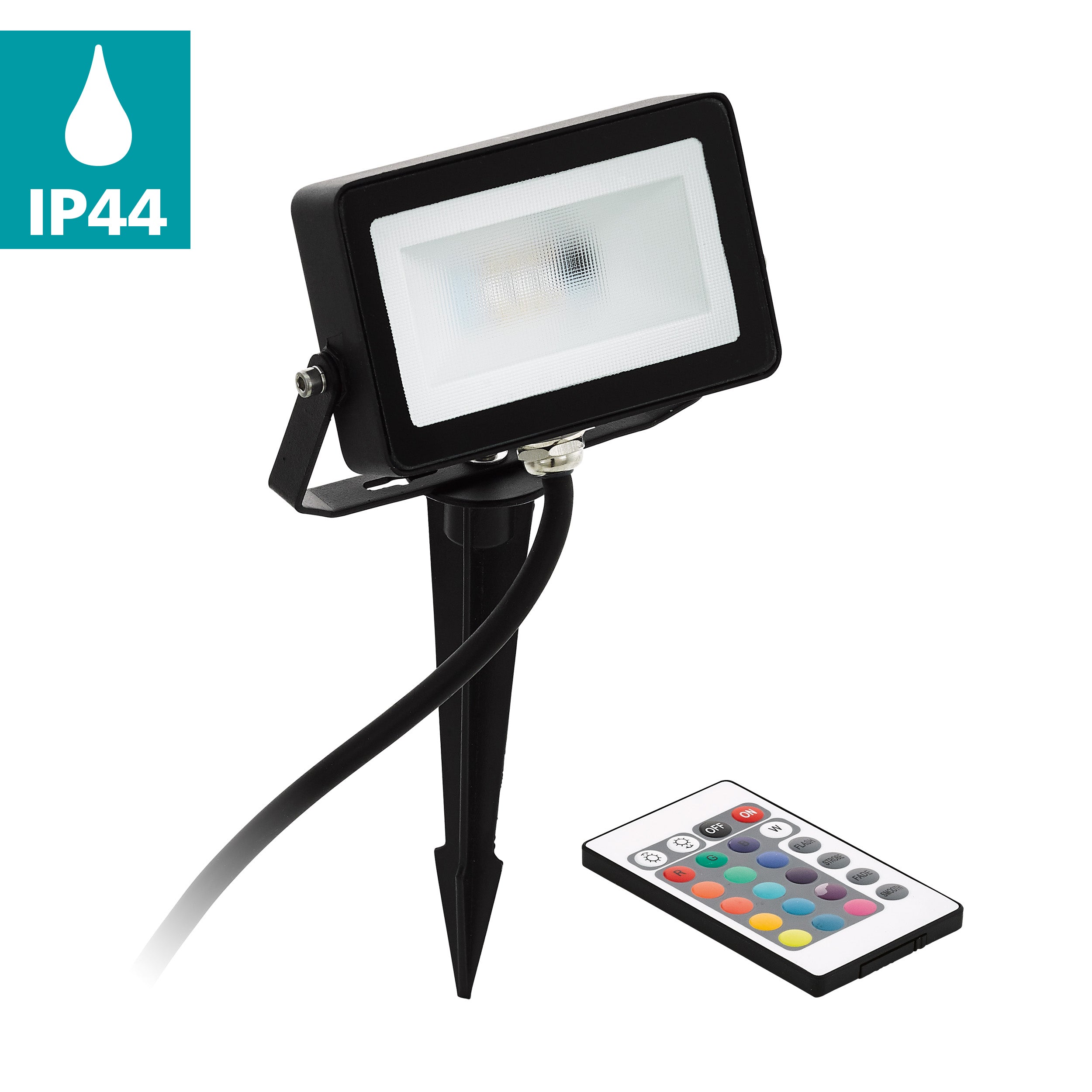 eglo faedo 4 spike black metal outdoor flood light with remote kitchen lighting