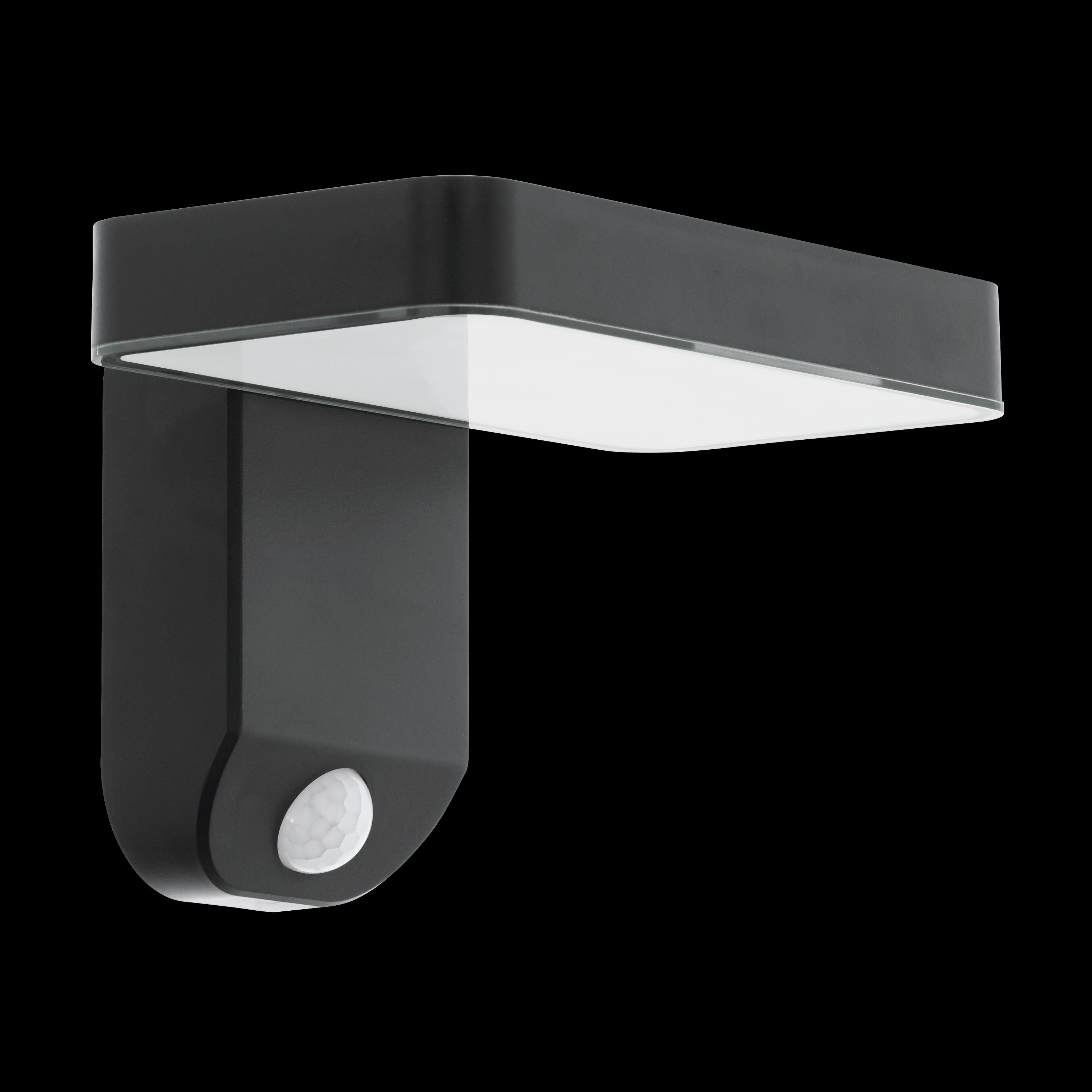 eglo pastion black pir solar led wall light living room close up