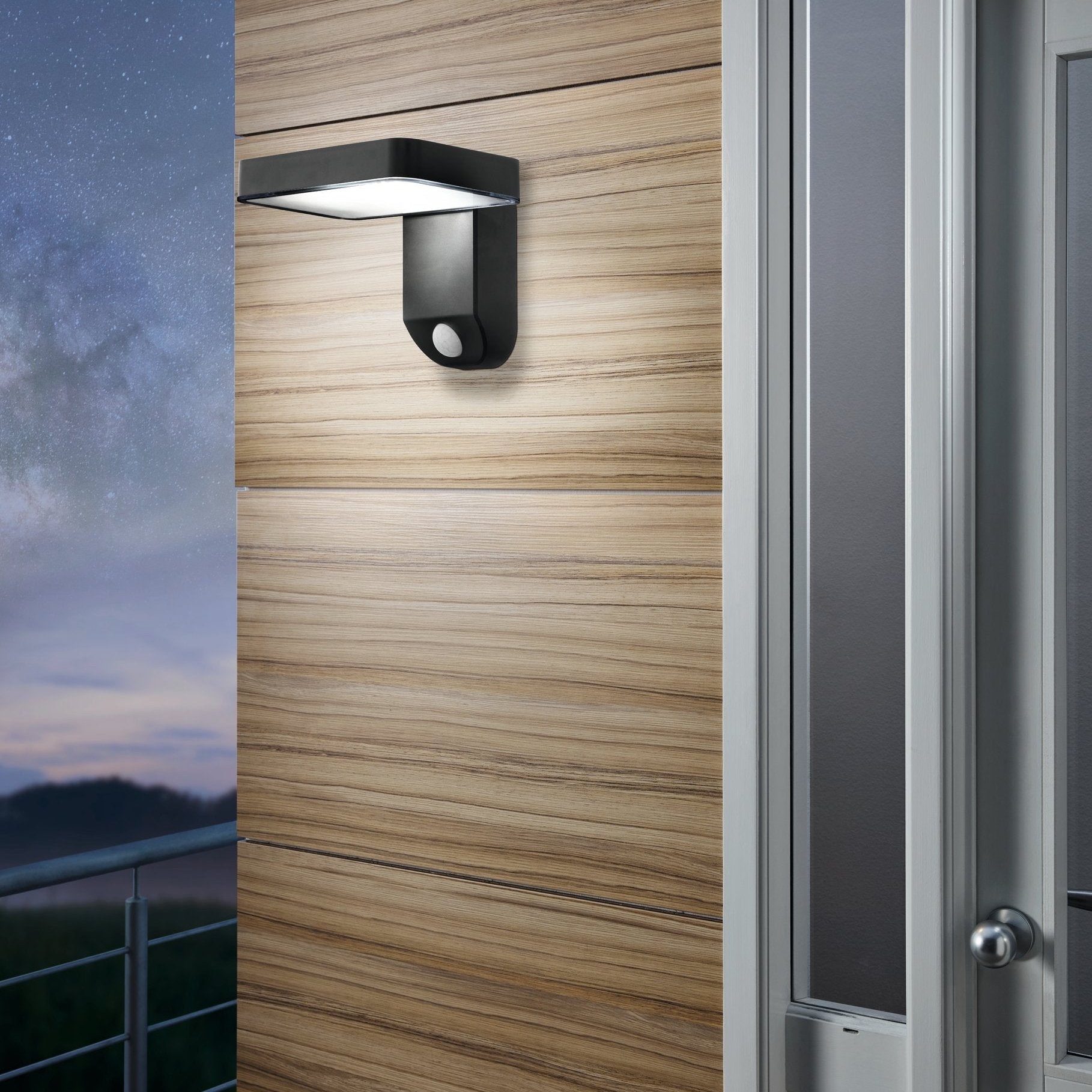 eglo pastion black pir solar led wall light