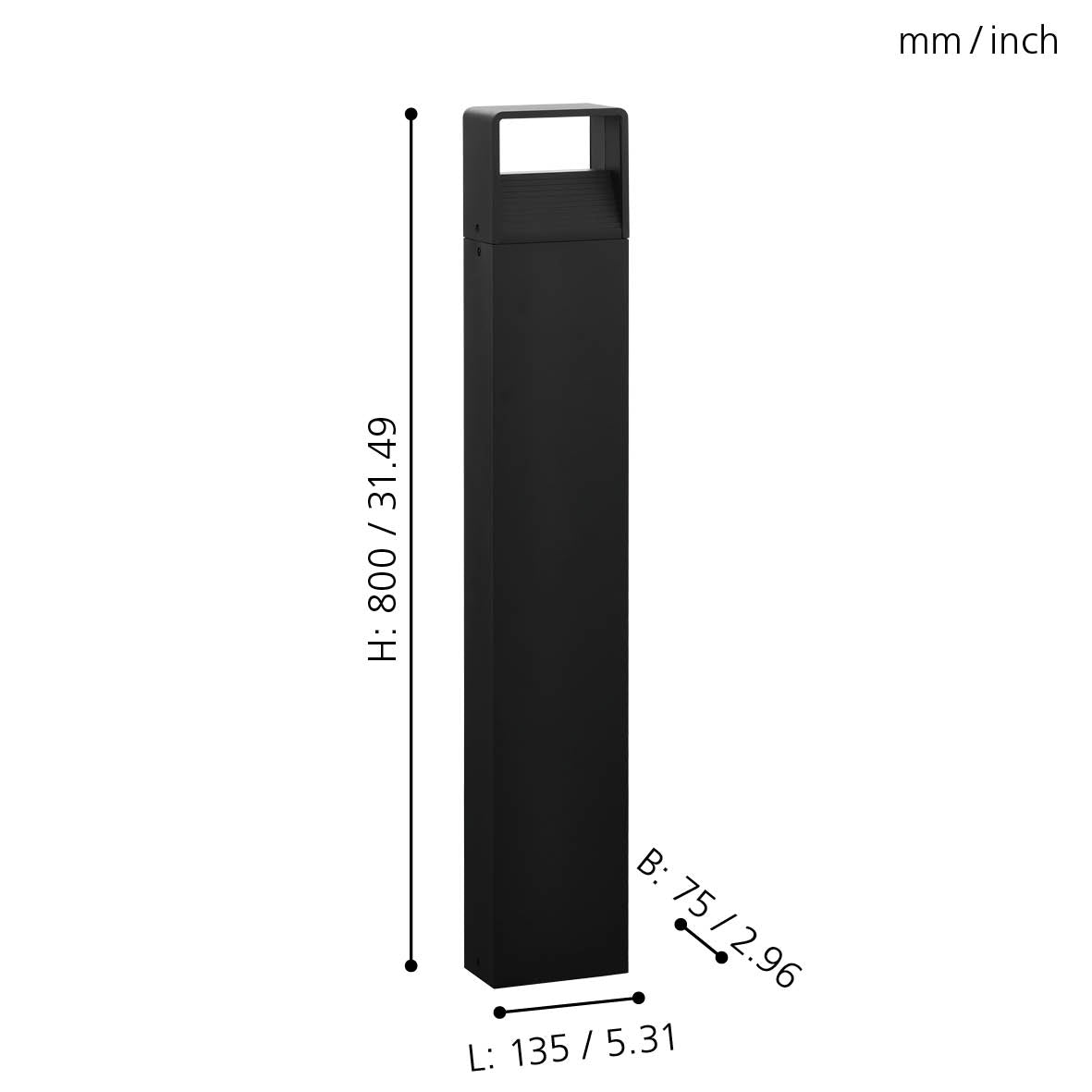 eglo doninni 1 ip65 led bollard pathway black outdoor light kitchen lighting