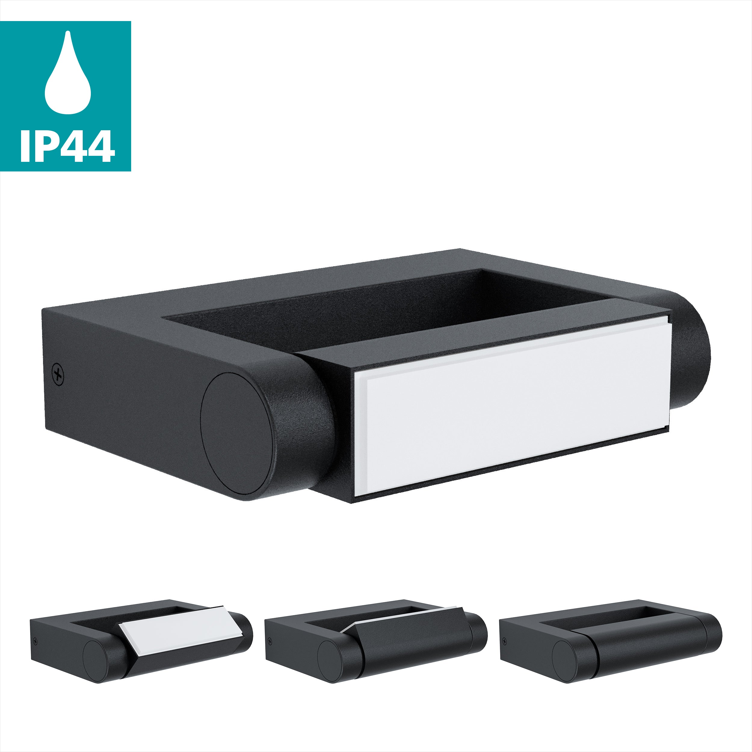 eglo brianza black led outdoor wall light ip44 living room close up