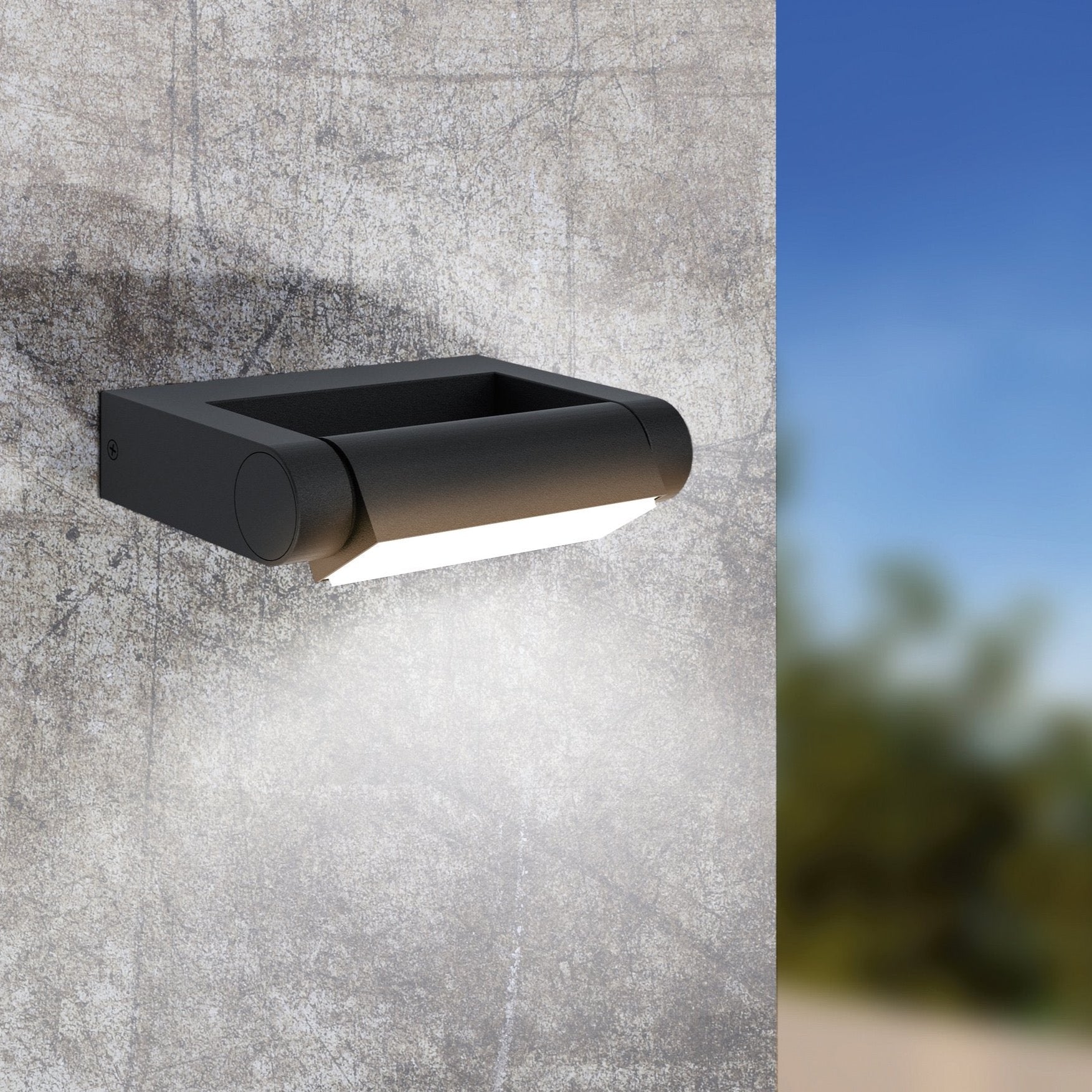 eglo brianza black led outdoor wall light ip44