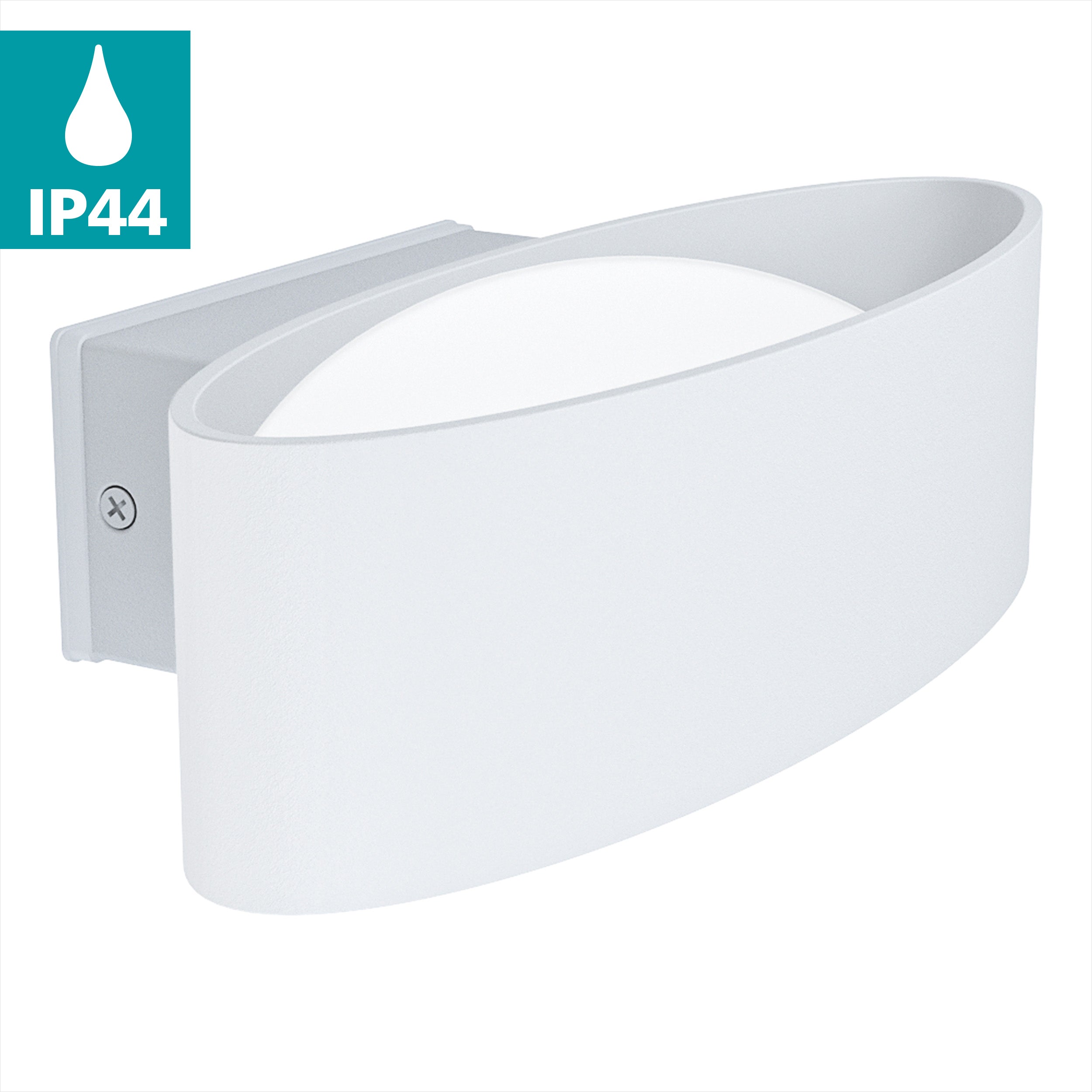 eglo chinoa white oval led outdoor wall light ip54 living room close up