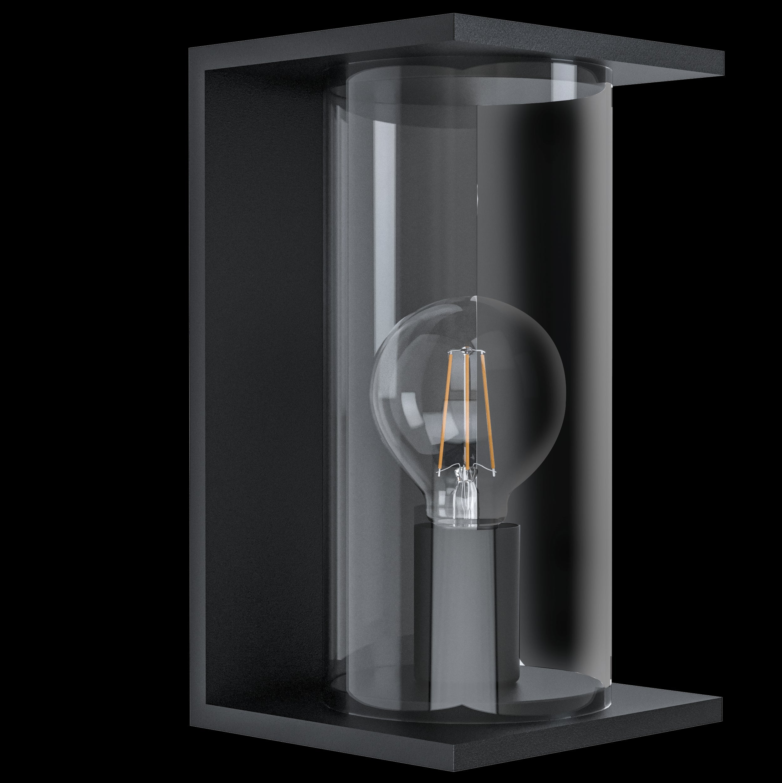 eglo cascinetta black ip54 outdoor wall light glass shade living room image