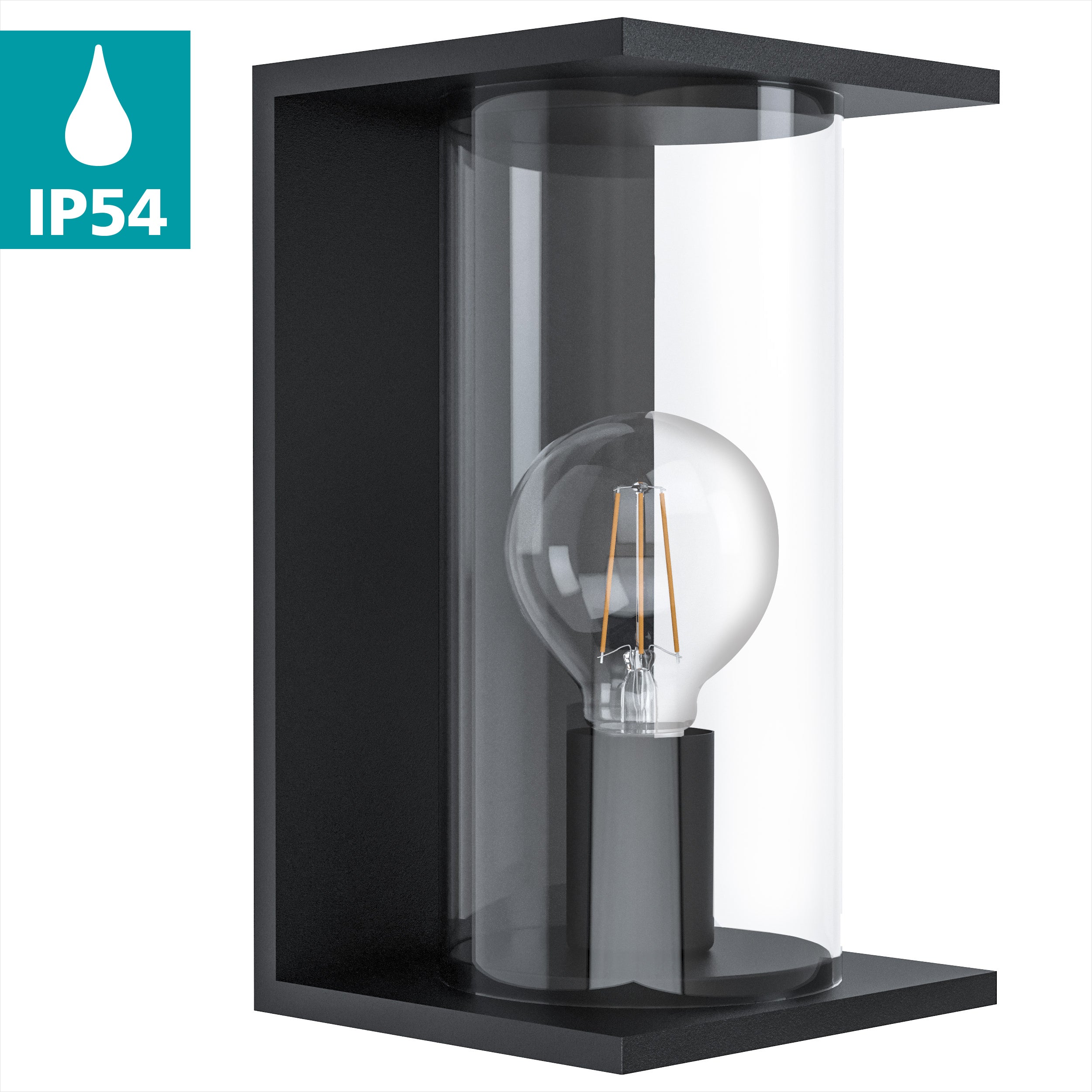 eglo cascinetta black ip54 outdoor wall light glass shade kitchen lighting