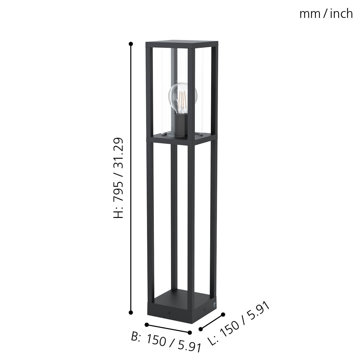 eglo cascinetta ip54 black bollard pathway outdoor led light Kitchen Lighting Close Up