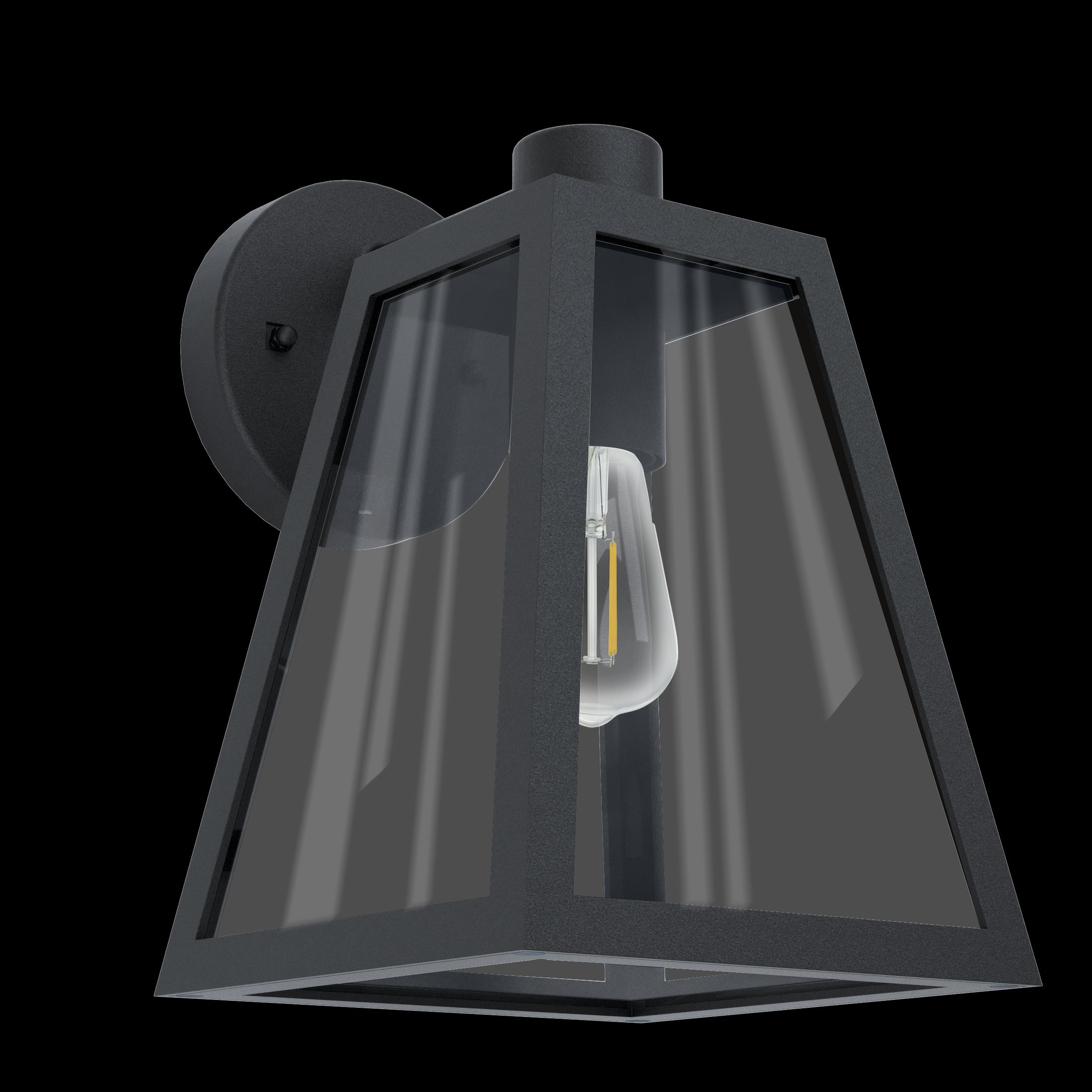 eglo mirandola black ip44 outdoor wall light living room image