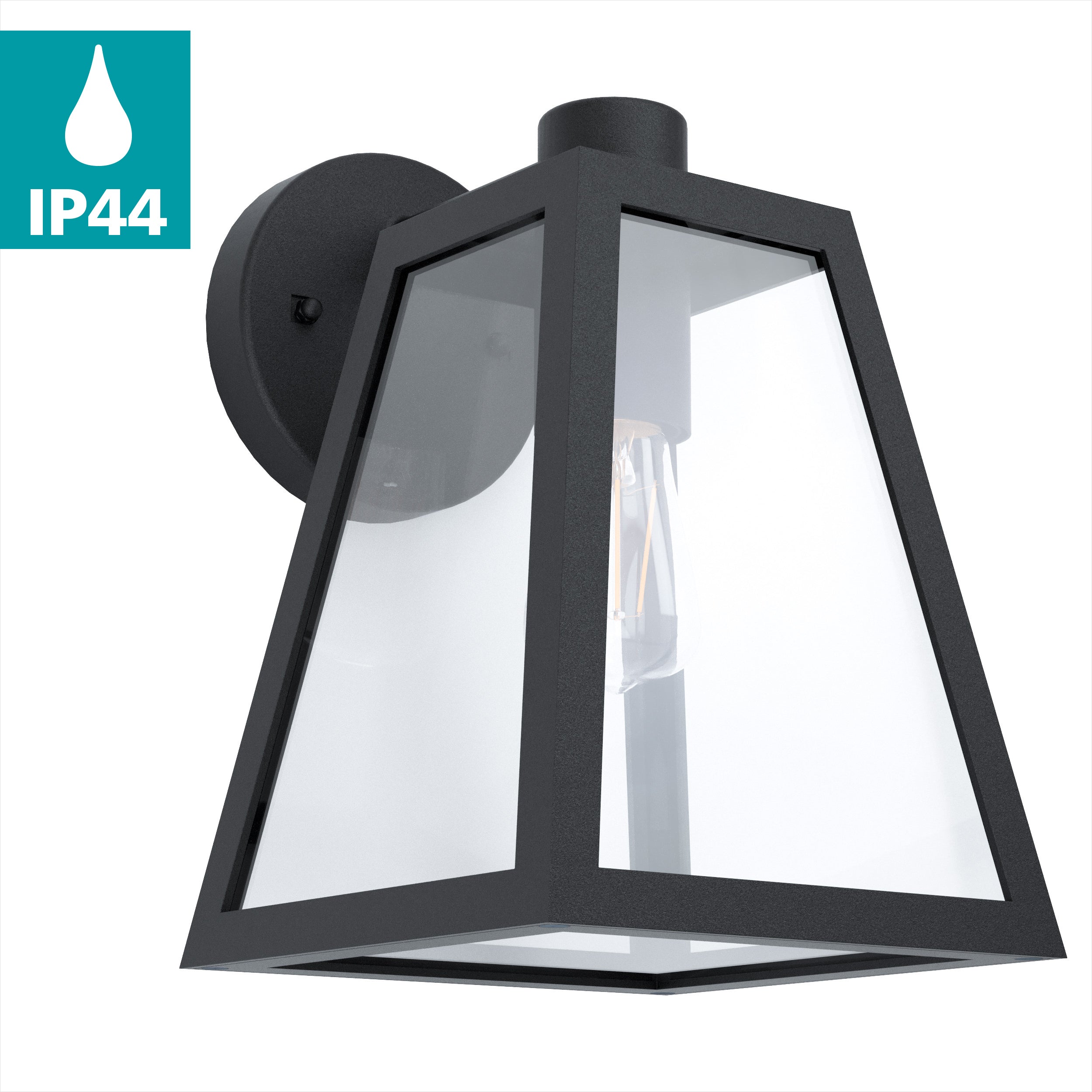 eglo mirandola black ip44 outdoor wall light kitchen lighting