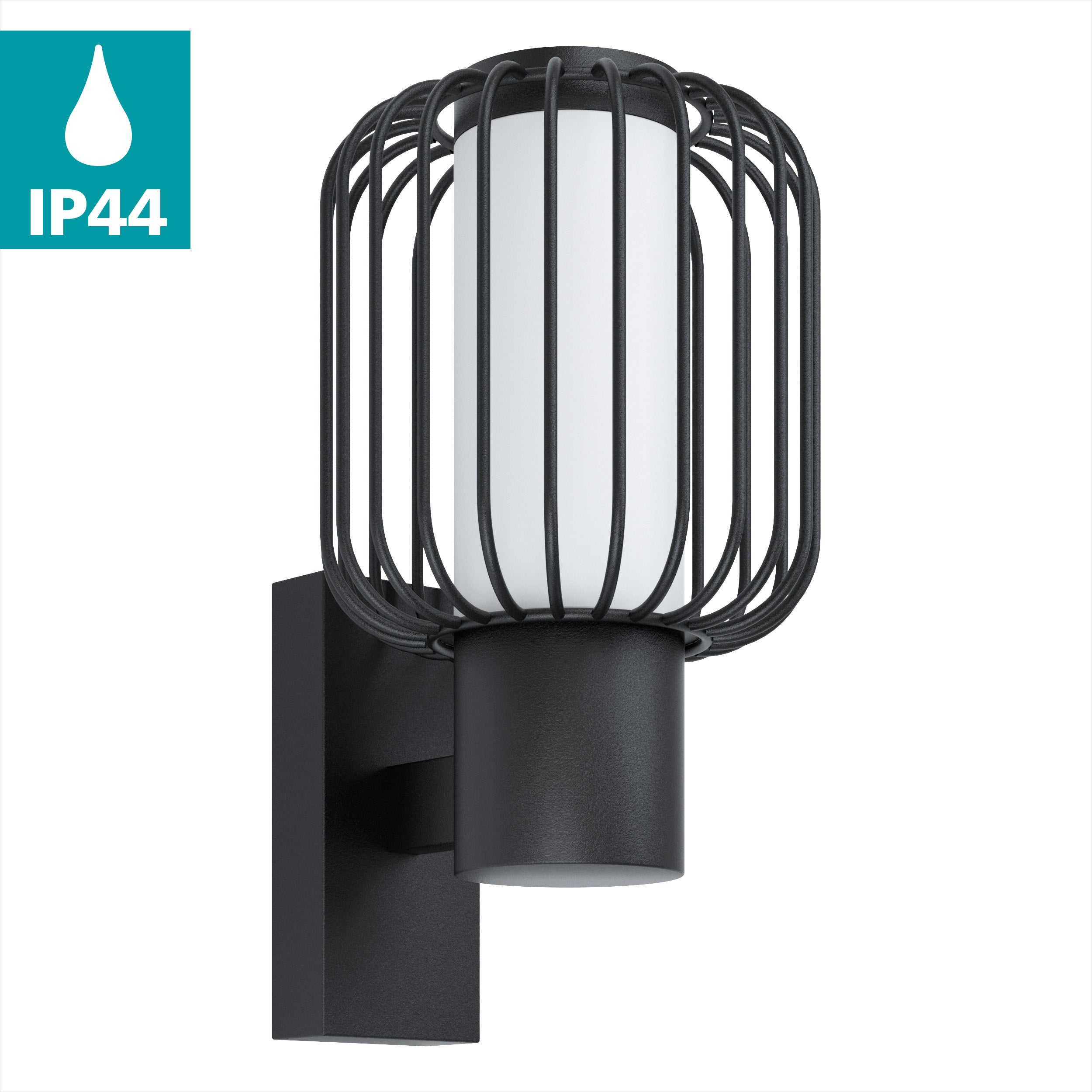 eglo ravello black wire shade ip44 outdoor wall light kitchen lighting