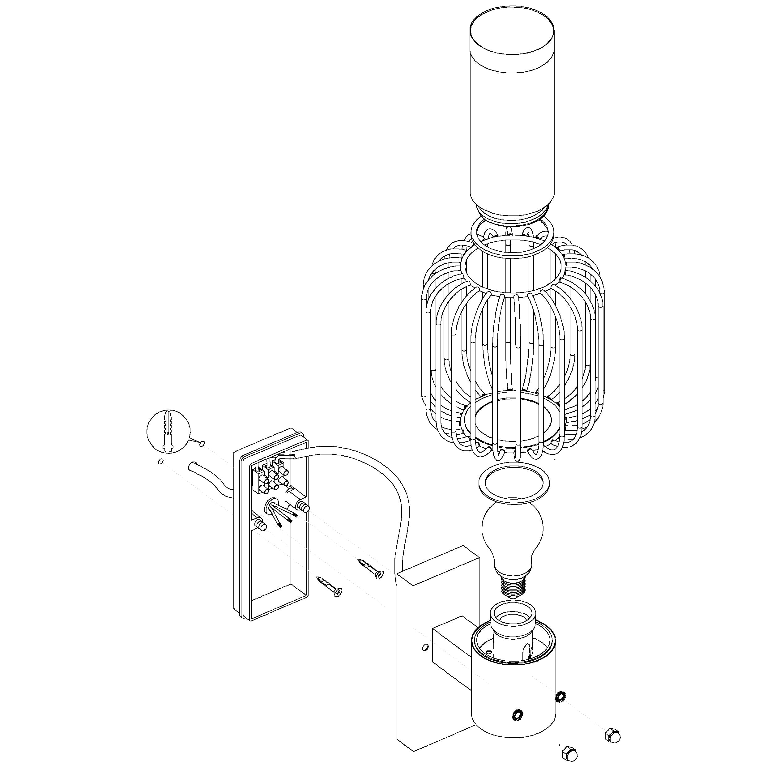 eglo ravello black wire shade ip44 outdoor wall light Kitchen Lighting Close Up