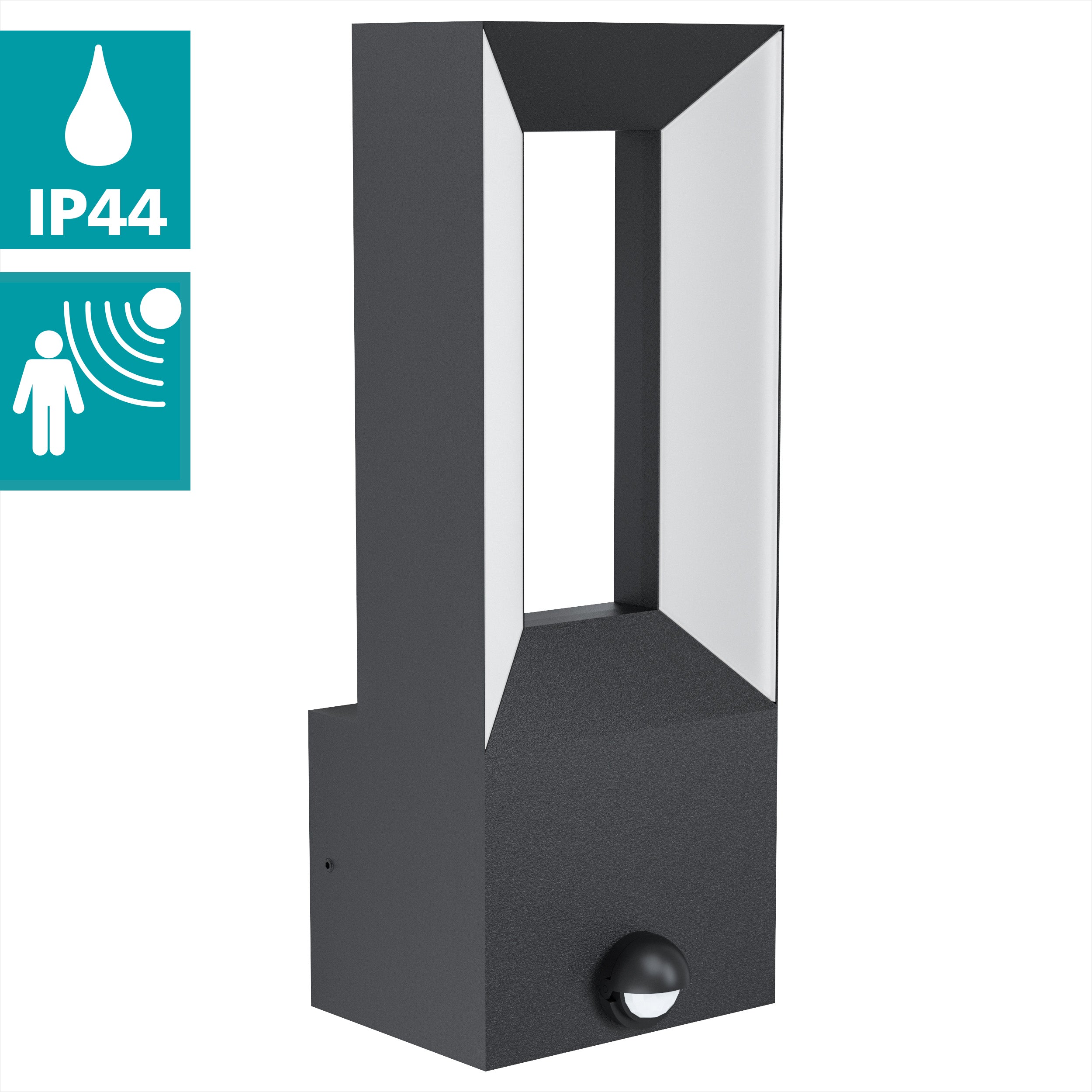 eglo riforano ip44 black led outdoor wall light pir Hallway Lighting Close up