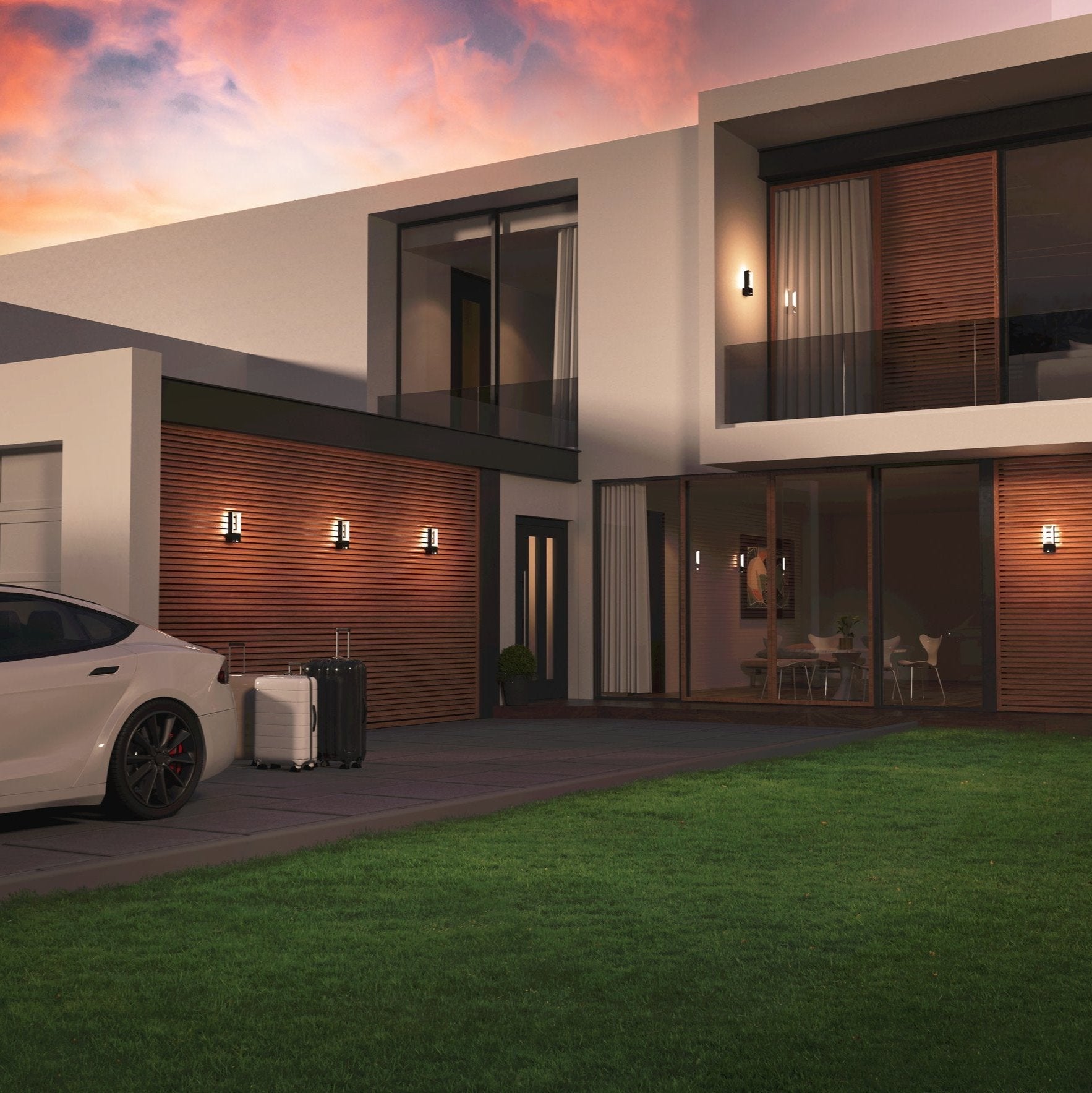 eglo riforano ip44 black led outdoor wall light pir living room close up