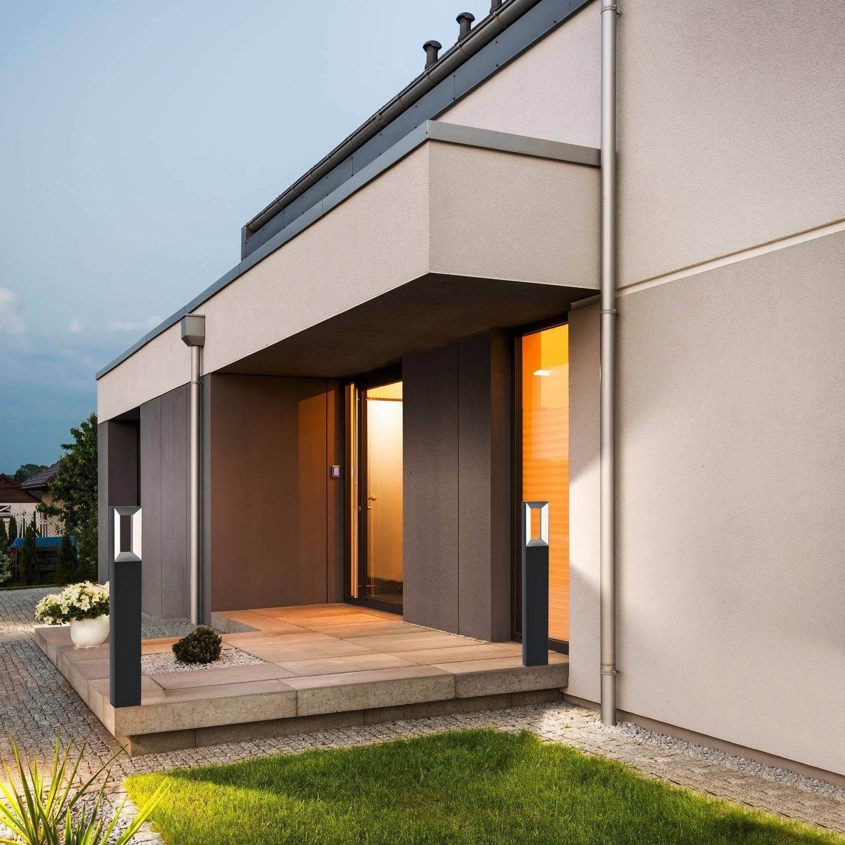 eglo riforano ip44 black linear led bollard outdoor light