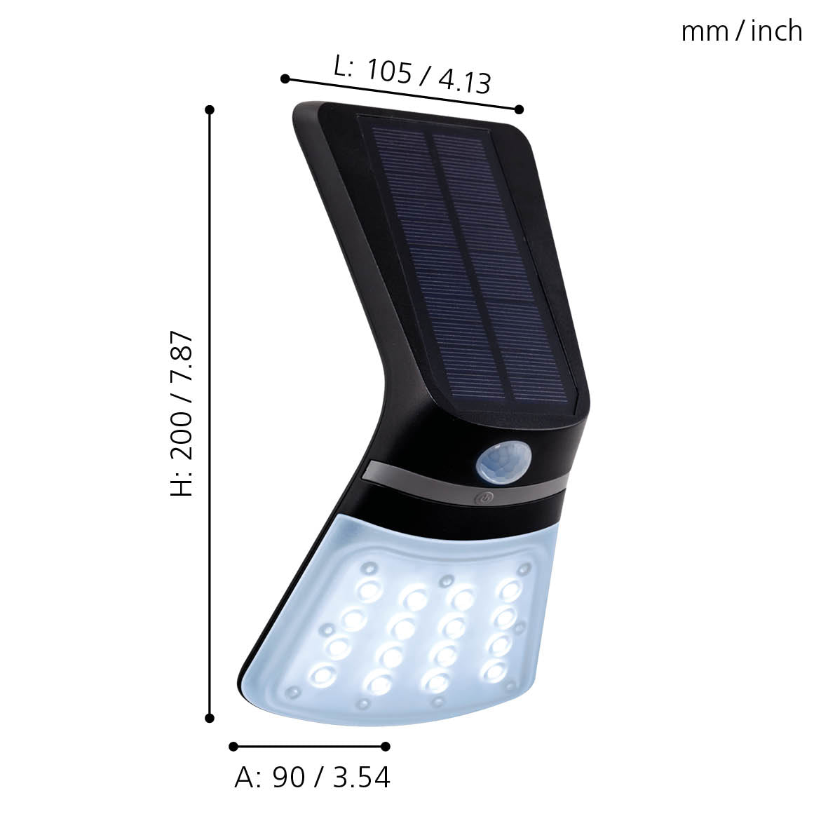 eglo lamozzo 1 black led solar powered wall light ip44 living room close up