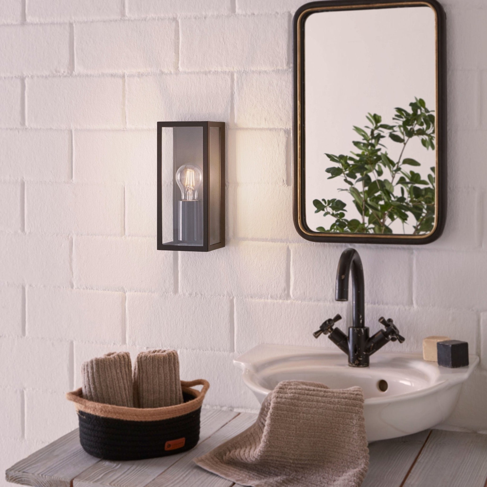 eglo amezola black bathroom wall light ip44