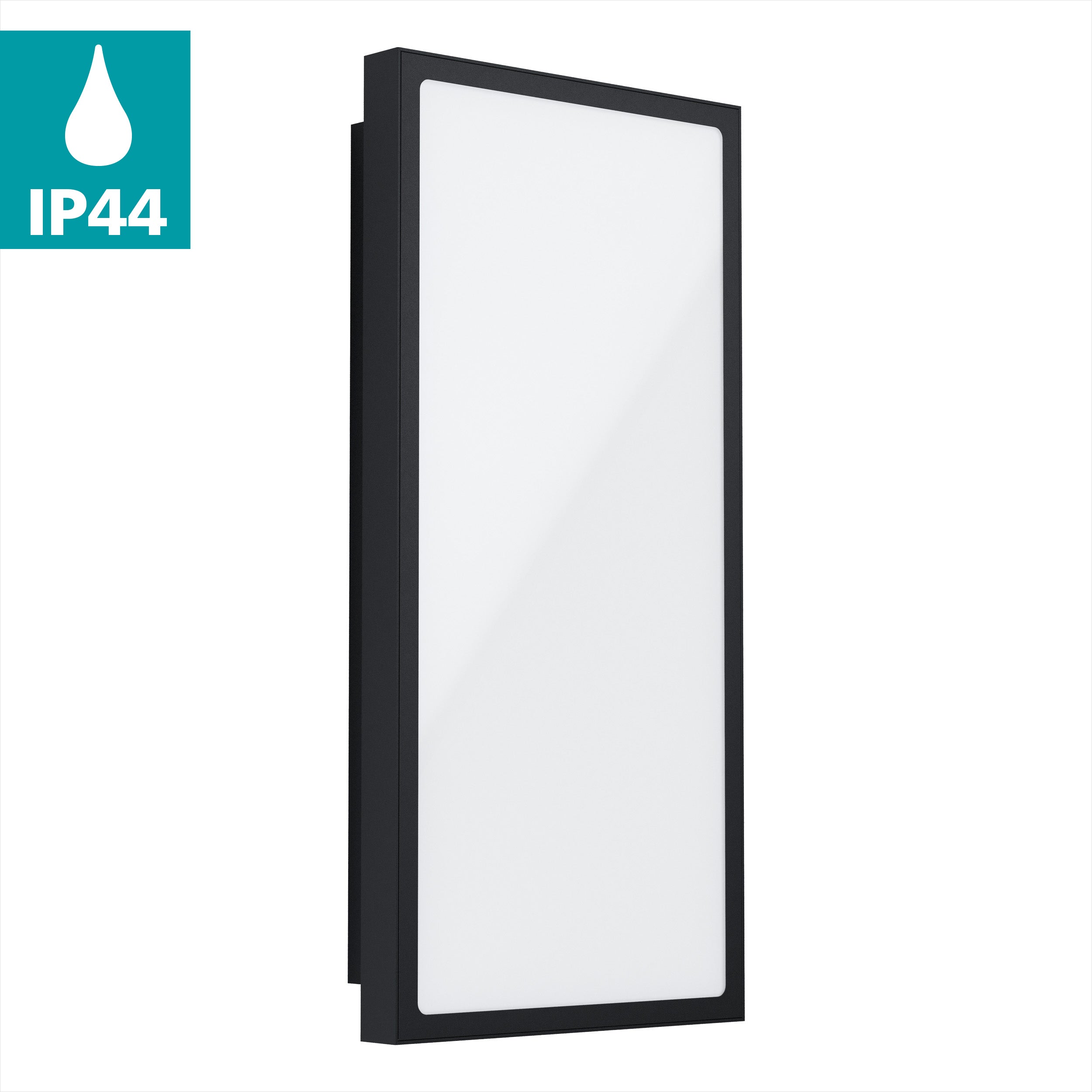 eglo casazza led black rectangular outdoor wall light ip44 living room close up