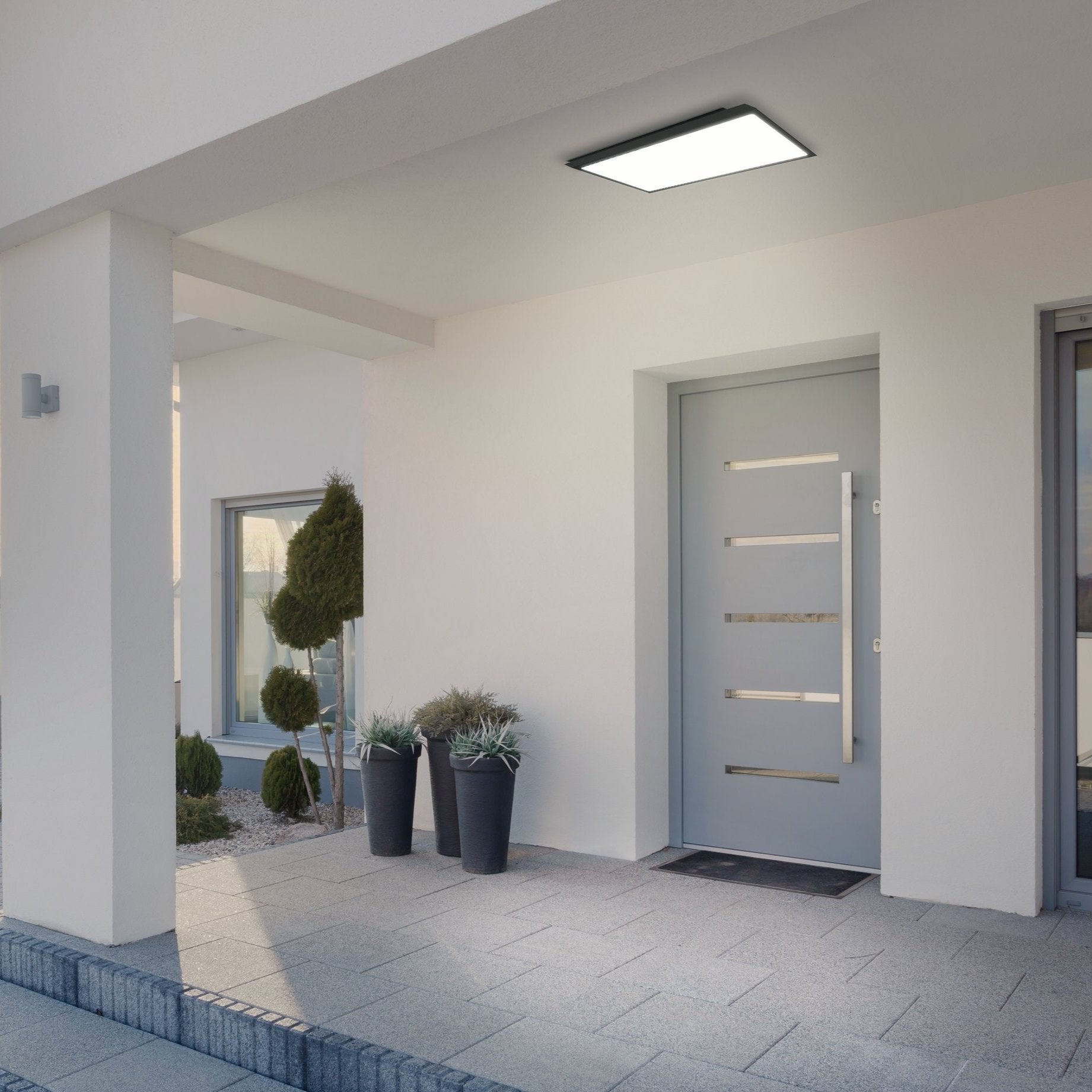 eglo casazza led black rectangular outdoor wall light ip44