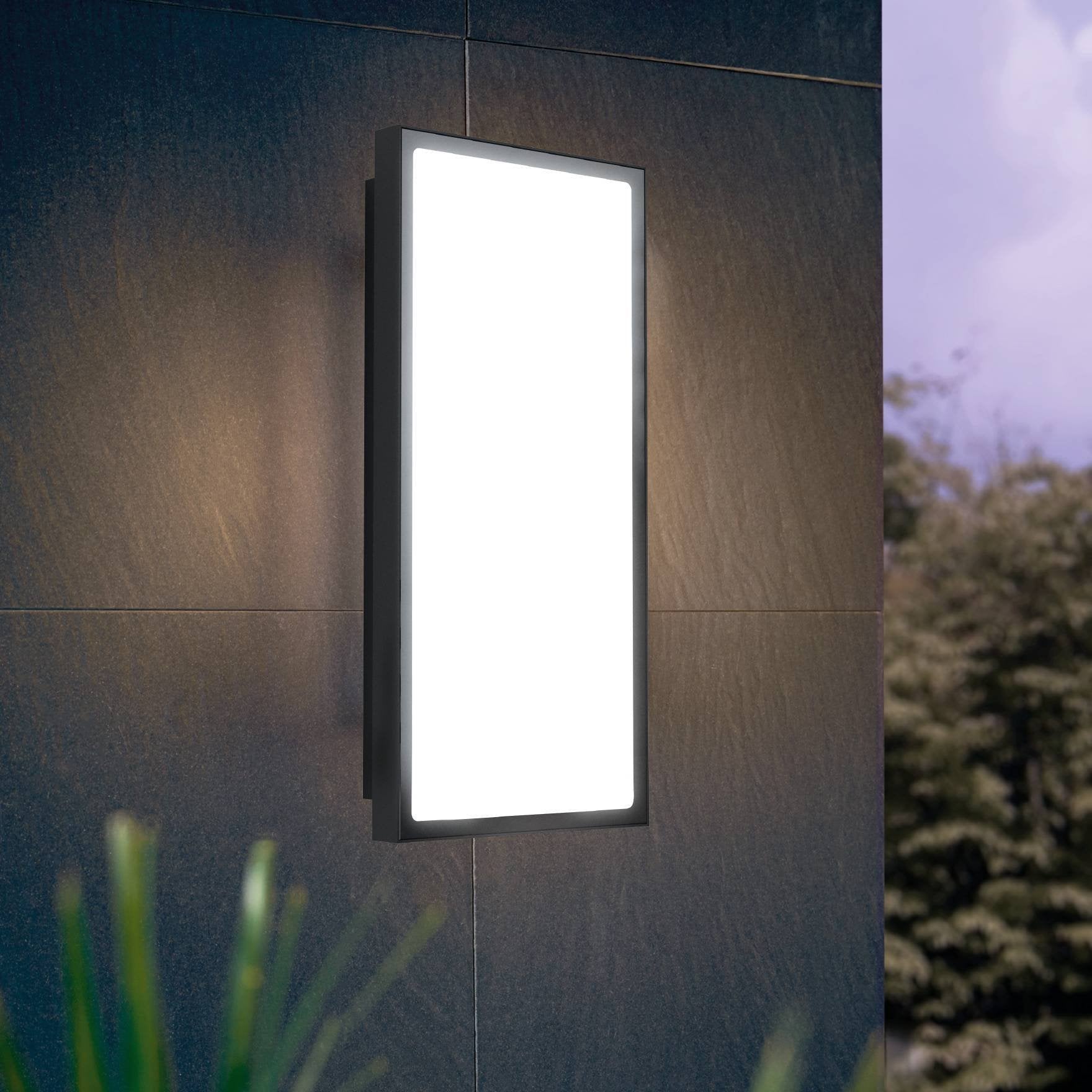 eglo casazza outdoor black led panel wall light ip44 living room image