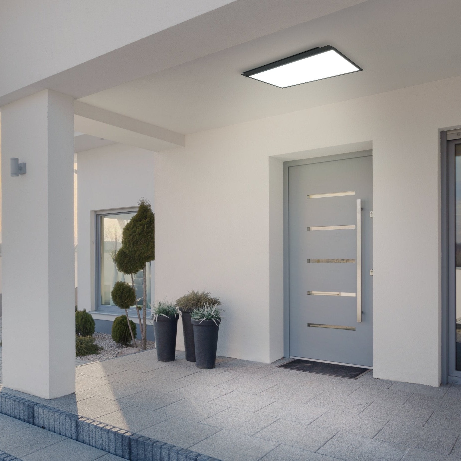 eglo casazza outdoor black led panel wall light ip44